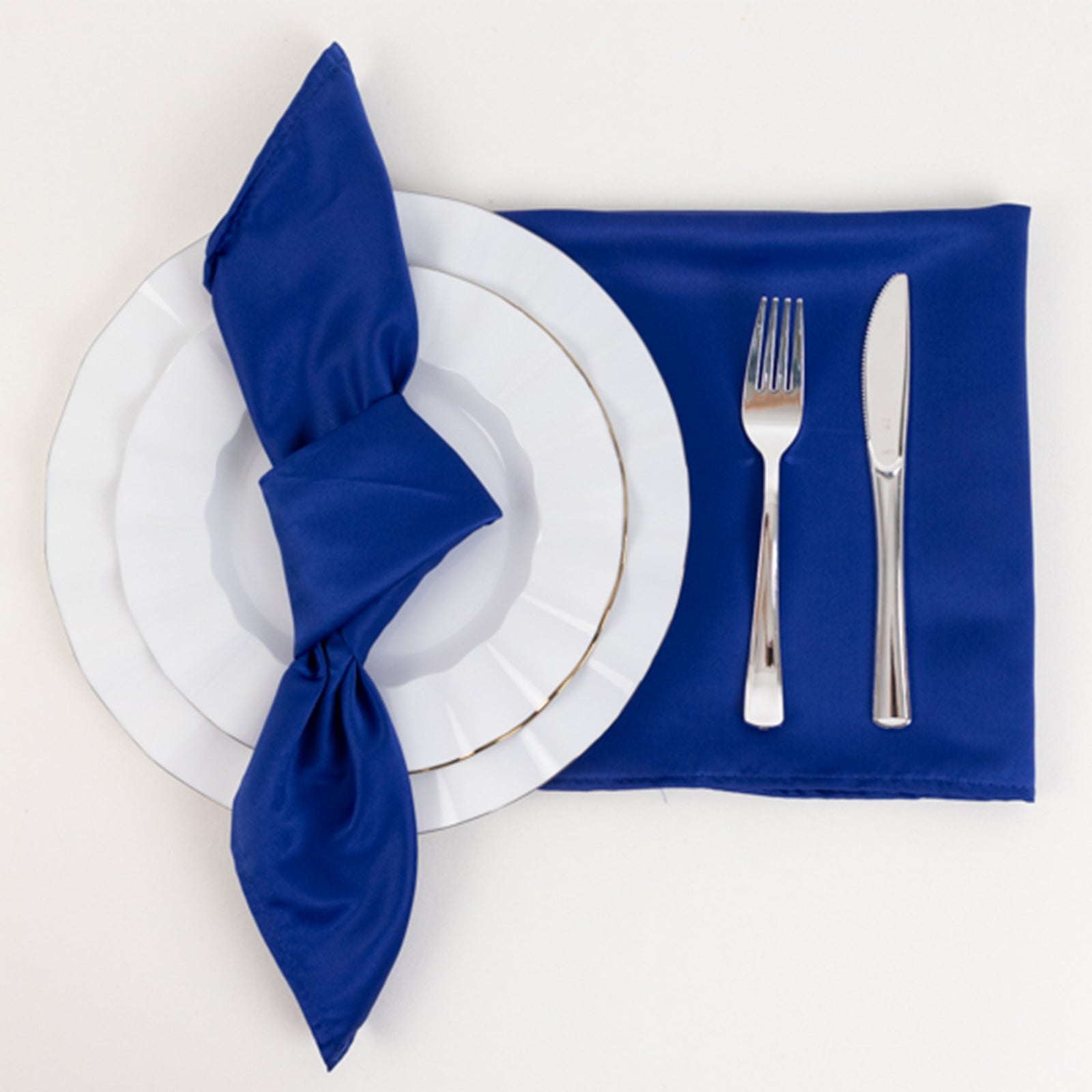 5-Pack Royal Blue Lamour Satin 20x20 Dinner Napkins - Soft Matte Finish, Great Value!
