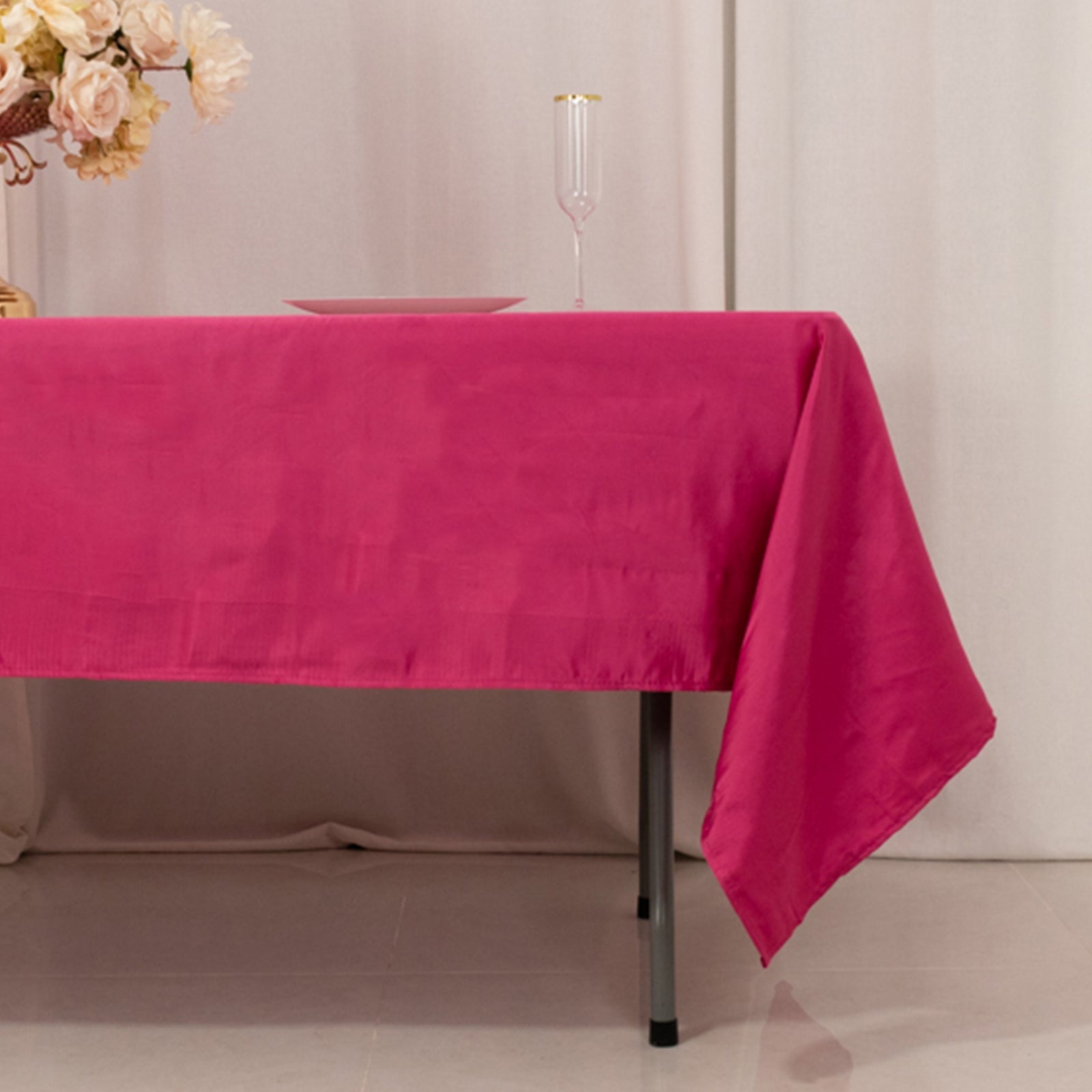 Exclusive Fuchsia Lamour Satin Rectangle Tablecloth - 60x102, Durable & Silky Soft
