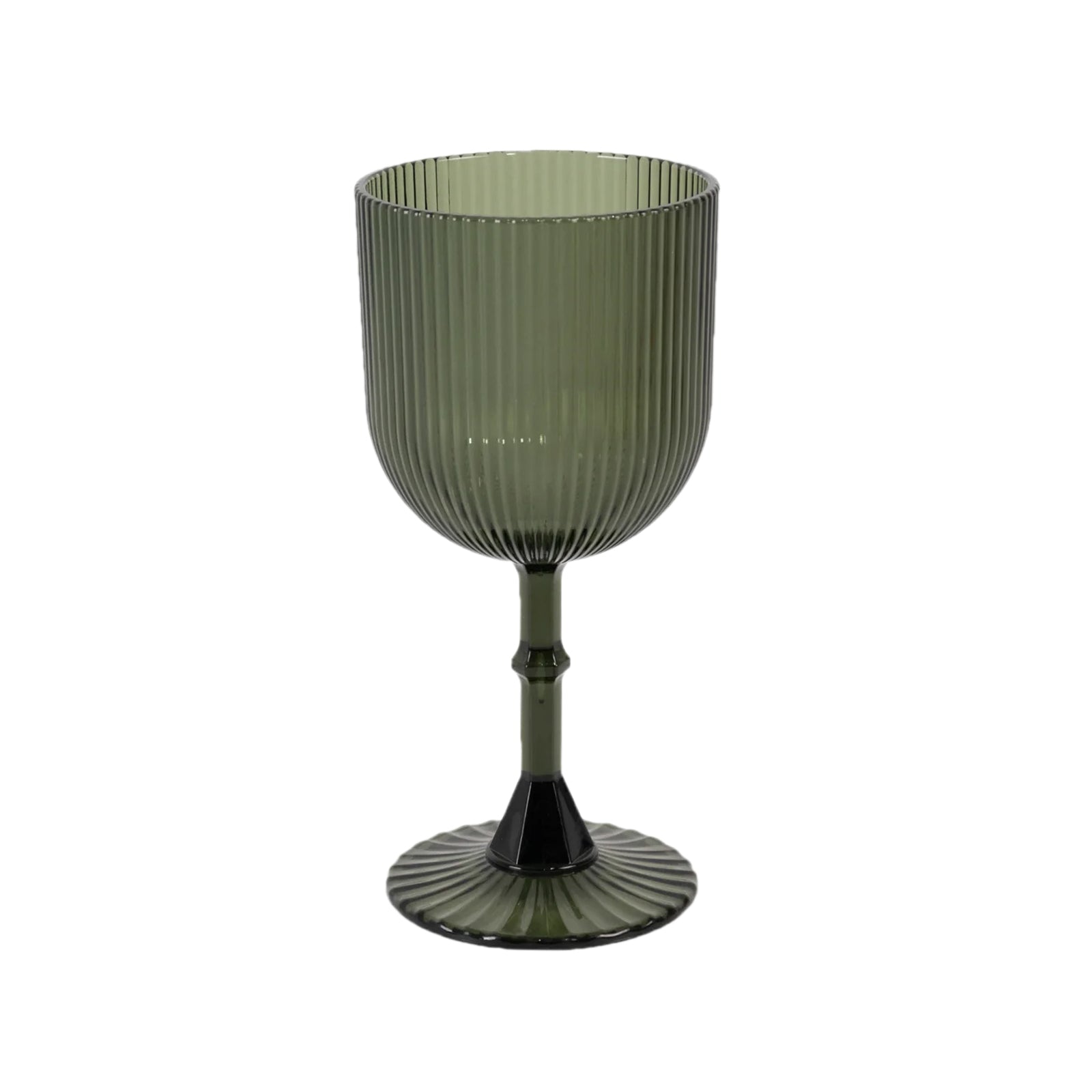 12-Pack 9oz Reusable Shatterproof Vintage Ribbed Hunter Emerald Green Plastic Goblets - Ideal for Parties