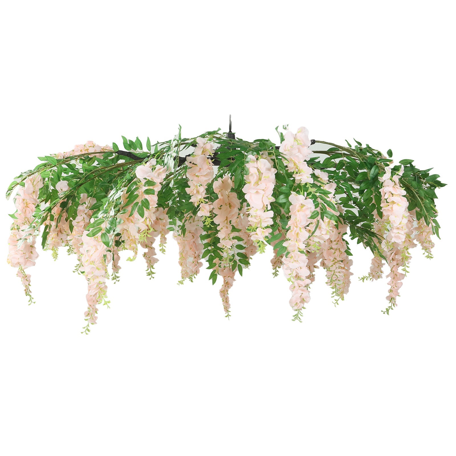 Hot Sale! 55-Inch Blush Artificial Silk Wisteria Vine Round Hanging Floral Chandelier with Detachable Branches