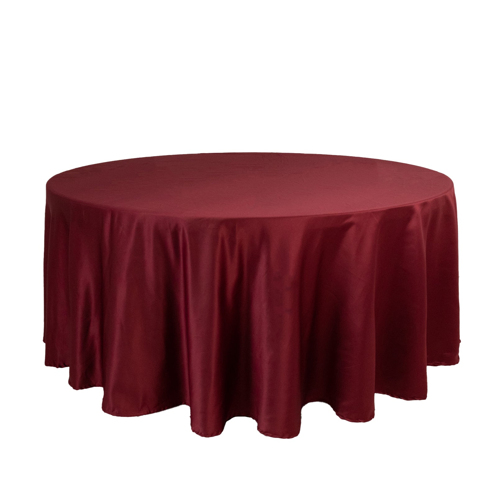 Premium Lamour Satin Round Tablecloth in Burgundy - Durable & Silk-Like, 108