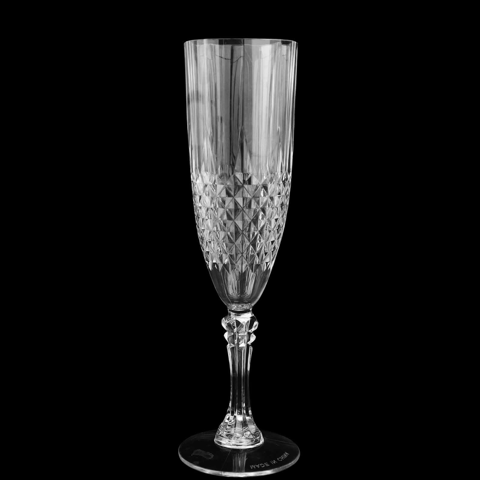 Get This 6-Pack of Reusable 8oz Clear Plastic Champagne Flutes with Crystal Cut Design
