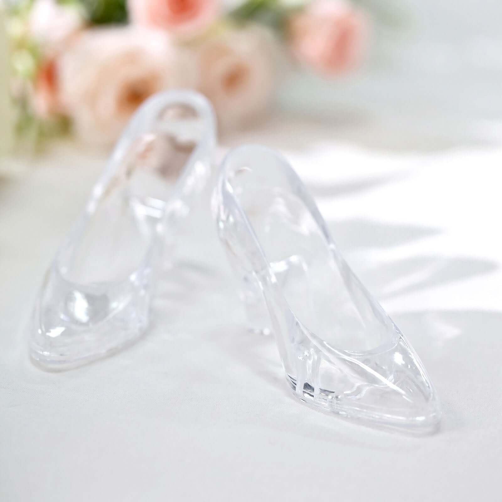 12-Pack Clear Mini Cinderella Princess Slippers - Ideal Party Decor & Gift Favors