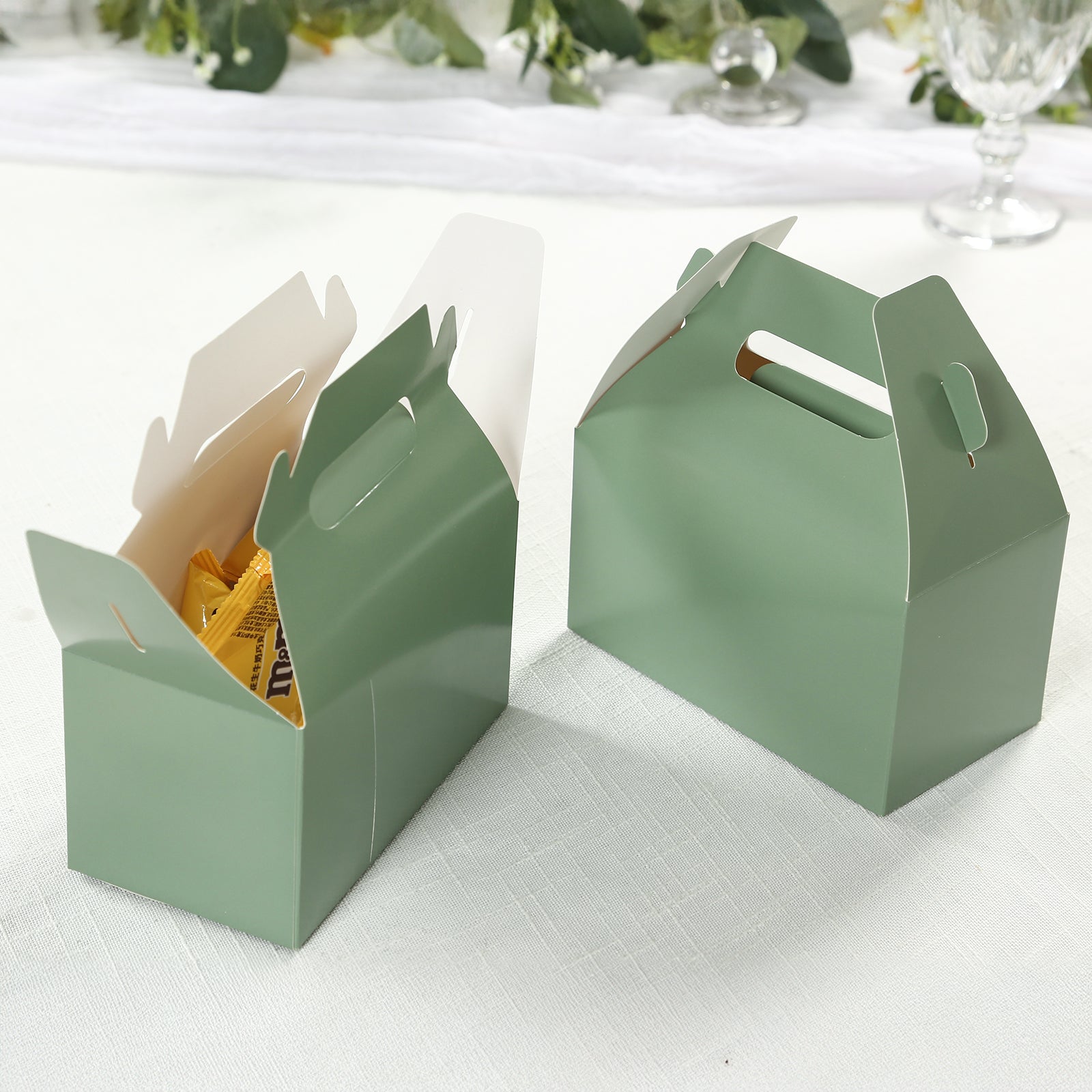 25-Pack Dusty Sage Green Party Candy Gift Tote Gable Boxes - Hot Sale!