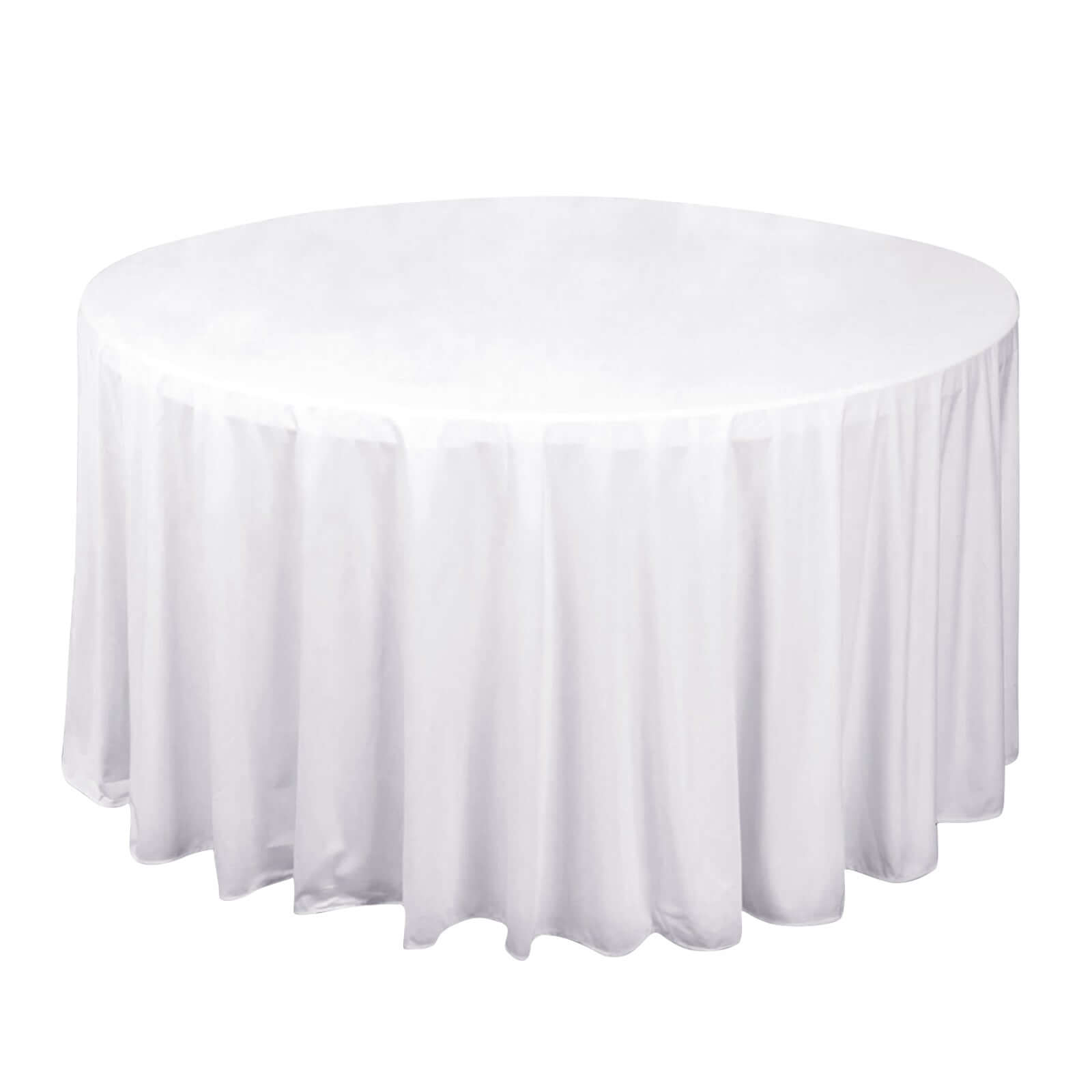 Exclusive Premium Scuba 120-Inch Round White Tablecloth - Wrinkle & Stain-Free for Weddings and Events