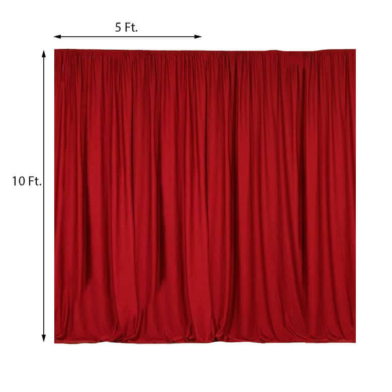 Hot Sale! 2-Piece Red Scuba Polyester Event Curtains, 10ftx10ft Wrinkle-Free Flame-Resistant Backdrops with Rod Pockets