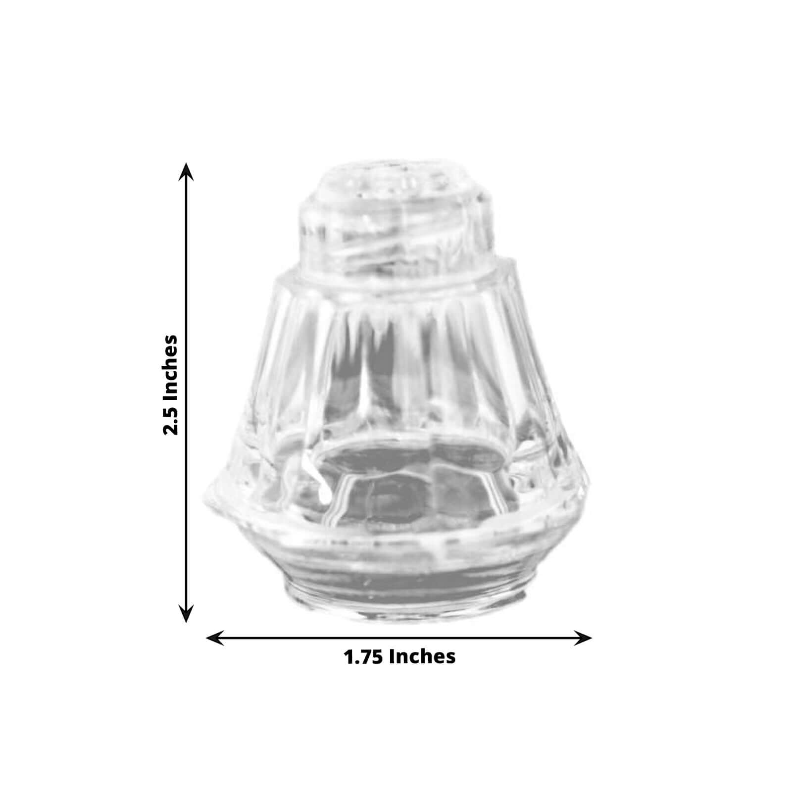 Set of 12 Clear 2.5-Inch Plastic Salt and Pepper Shakers for Party Gifts