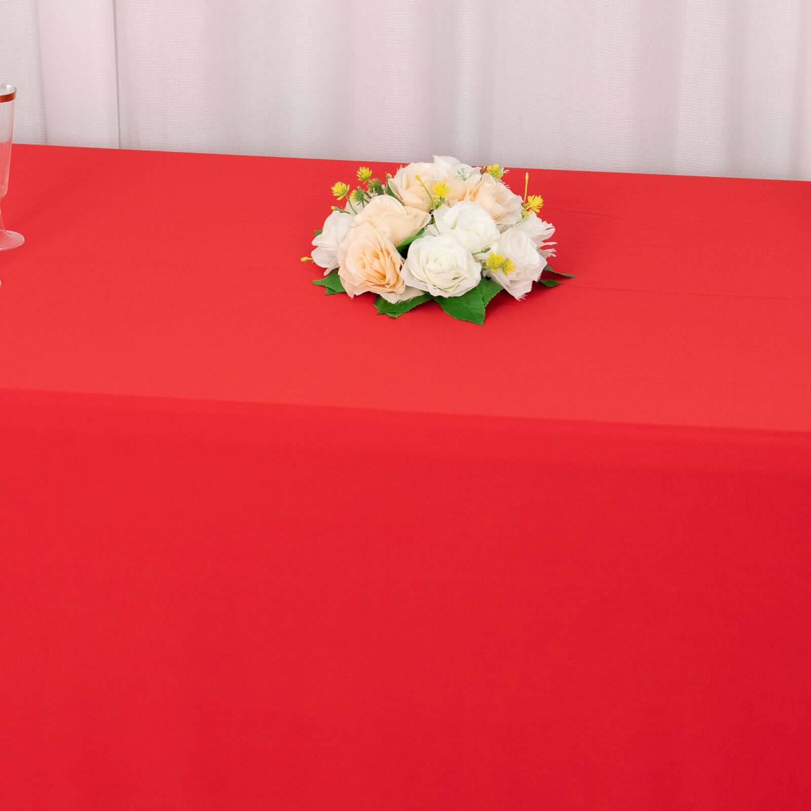 Exclusive Red Scuba Polyester 90x132 Wrinkle-Free, Stain-Resistant Rectangular Tablecloth