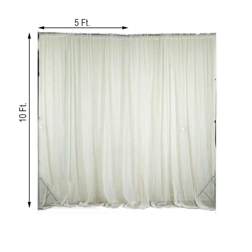 2-Pack Ivory Durable Flame-Resistant Chiffon Event Drapes, 10ftx10ft with Rod Pockets