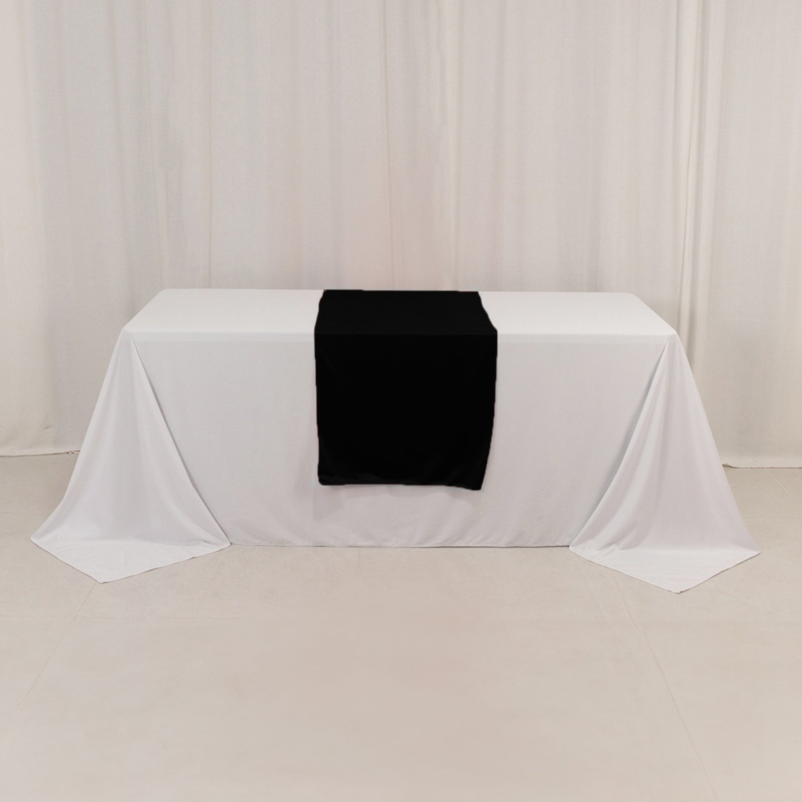 Black 24x72 Wide Polyester Table Runner - Durable for Trade Shows, Great Value!
