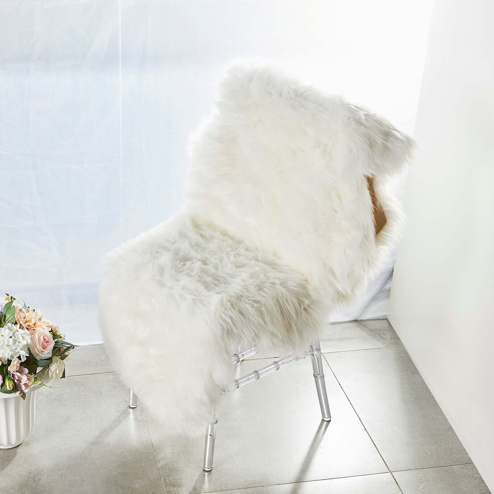 Get This Ultra Soft 6ft x 2ft White Faux Sheepskin Area Rug Runner