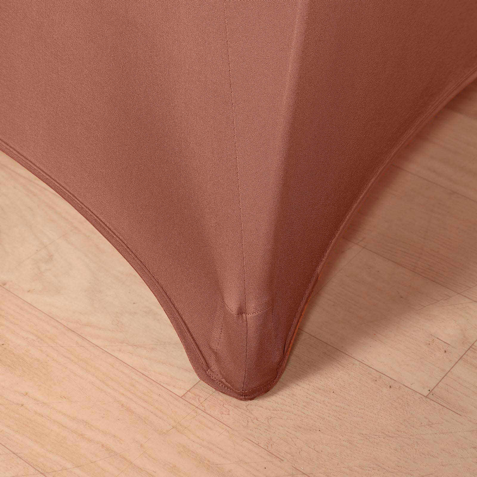 Affordable Stretch Fitted Spandex Cocktail Table Cover in Terracotta (Rust) for 24-32