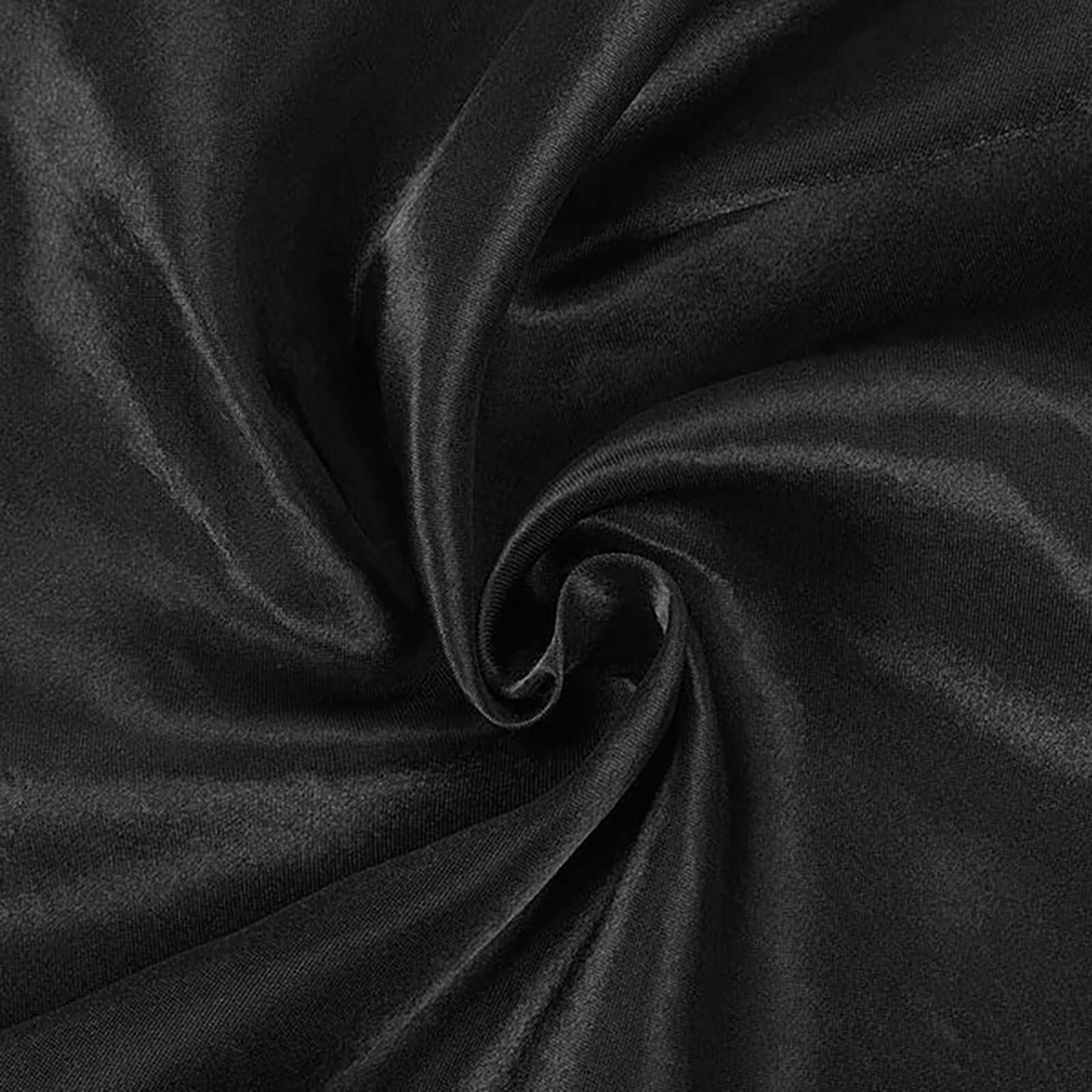 Black Seamless Satin 90x156 Rectangular Tablecloth for Weddings and Events