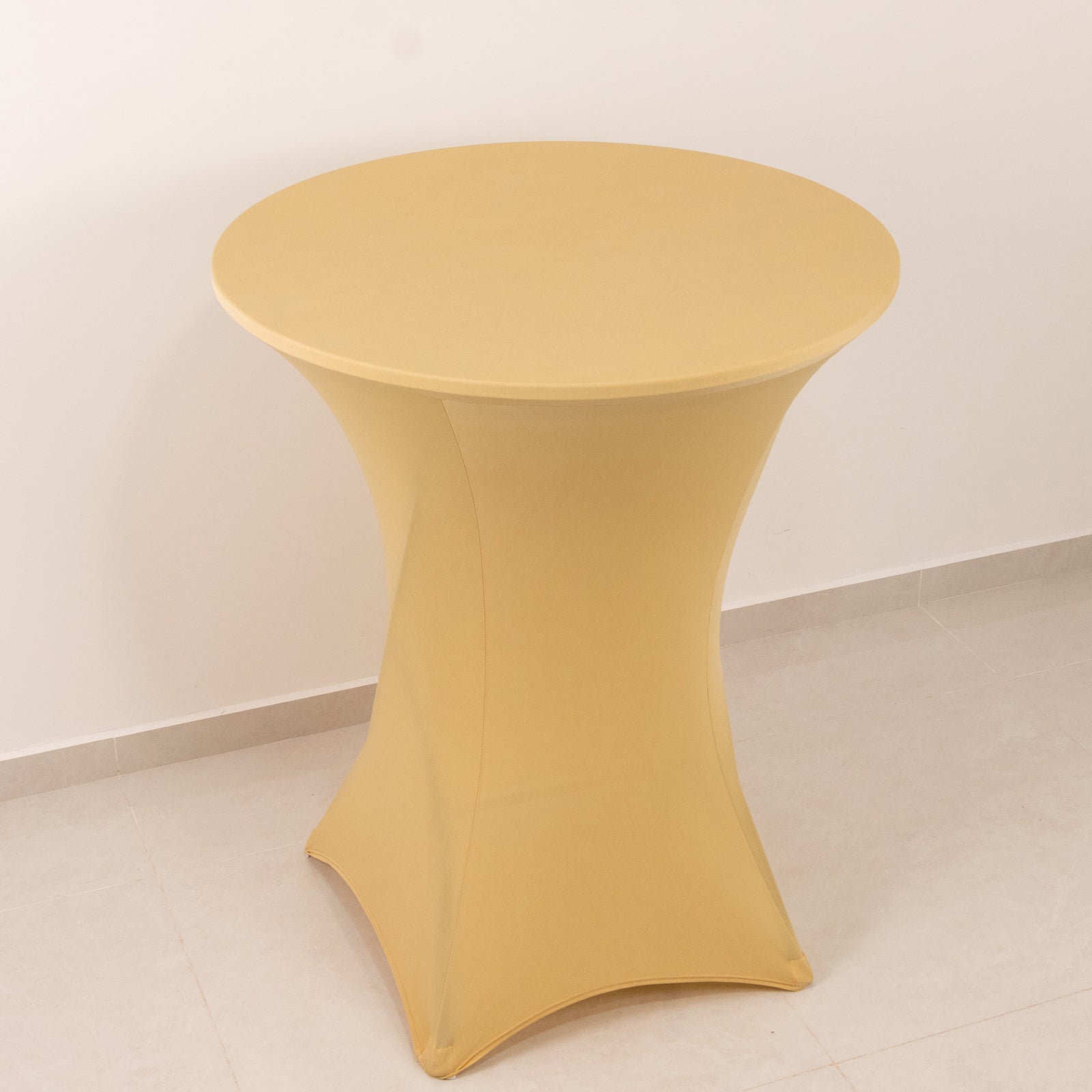 Stretchable Champagne Spandex Cocktail Table Cover for 33 - 36 Inch Tables