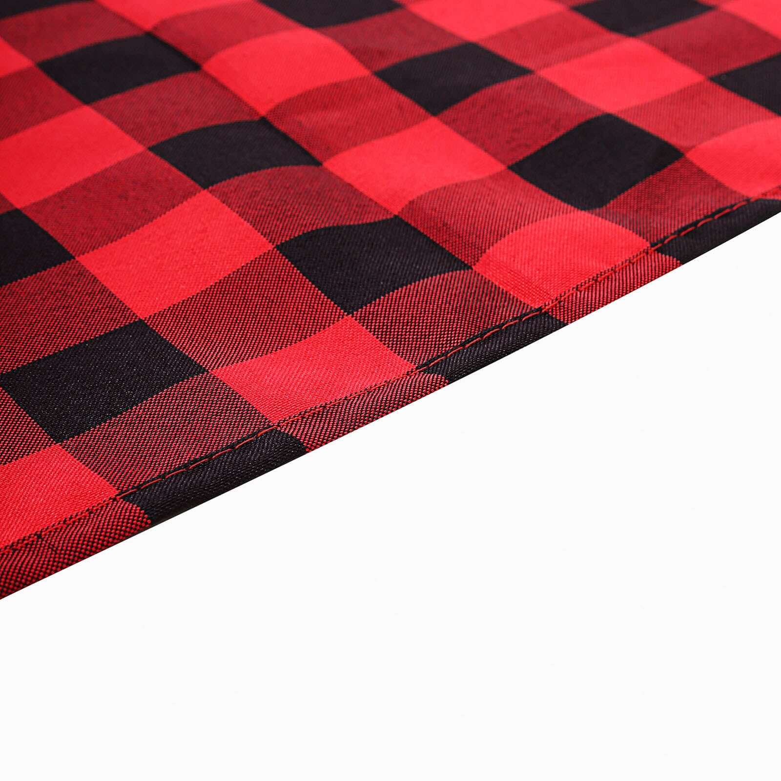 Hot Sale! Black/Red Seamless Checkered Buffalo Plaid Polyester Rectangle Tablecloth 90x132
