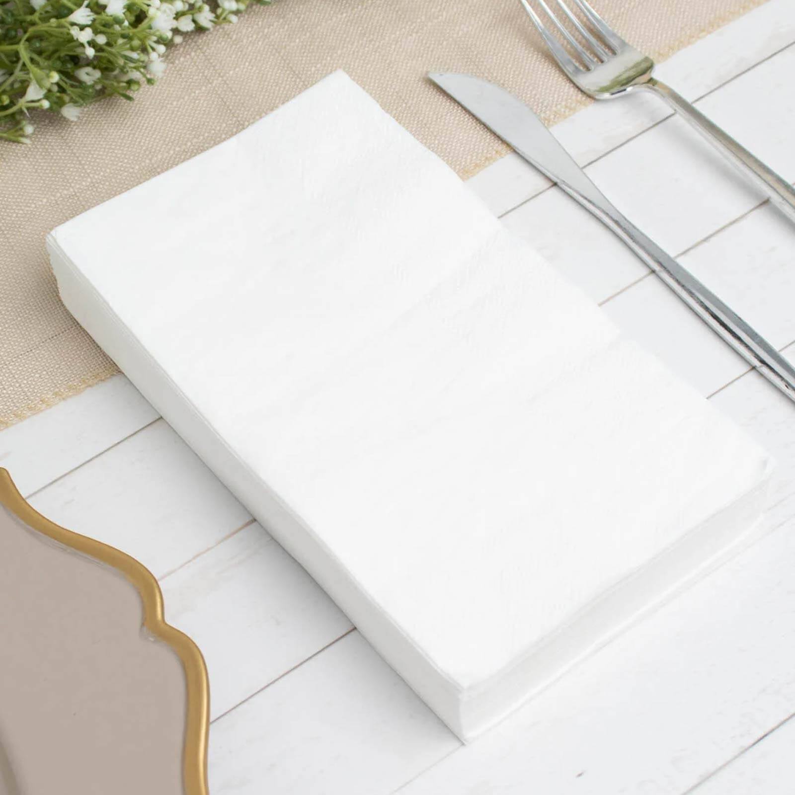 Great Deal! 50-Pack Disposable 2-Ply Soft White Paper Cocktail and Beverage Napkins for Weddings