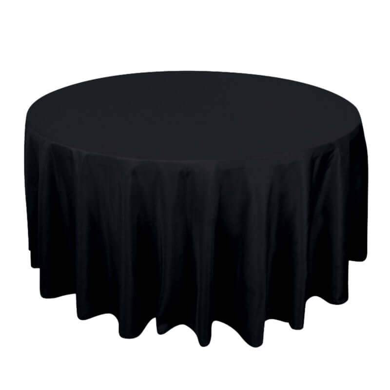 Exclusive Black 120-Inch Seamless Premium Polyester Round Tablecloth - Wrinkle-Resistant for Elegant Events