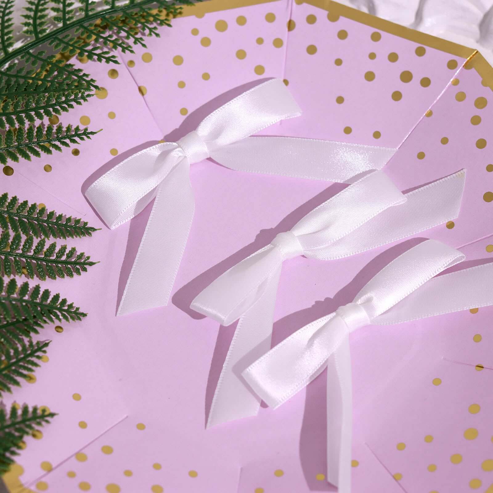 50 Pcs White Satin Ribbon Bows with Twist Ties - Ideal for Party Favors and Gift Decor