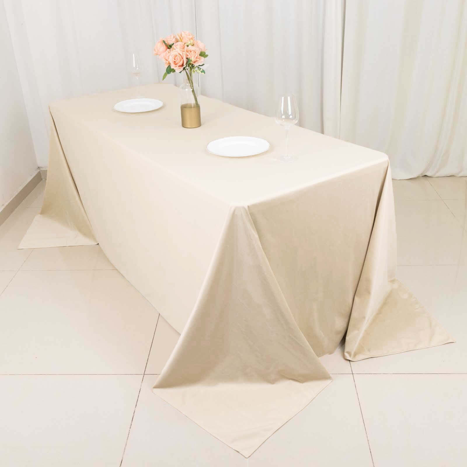 Exclusive Beige Scuba Polyester Wrinkle-Free & Stain-Resistant 90x132 Tablecloth