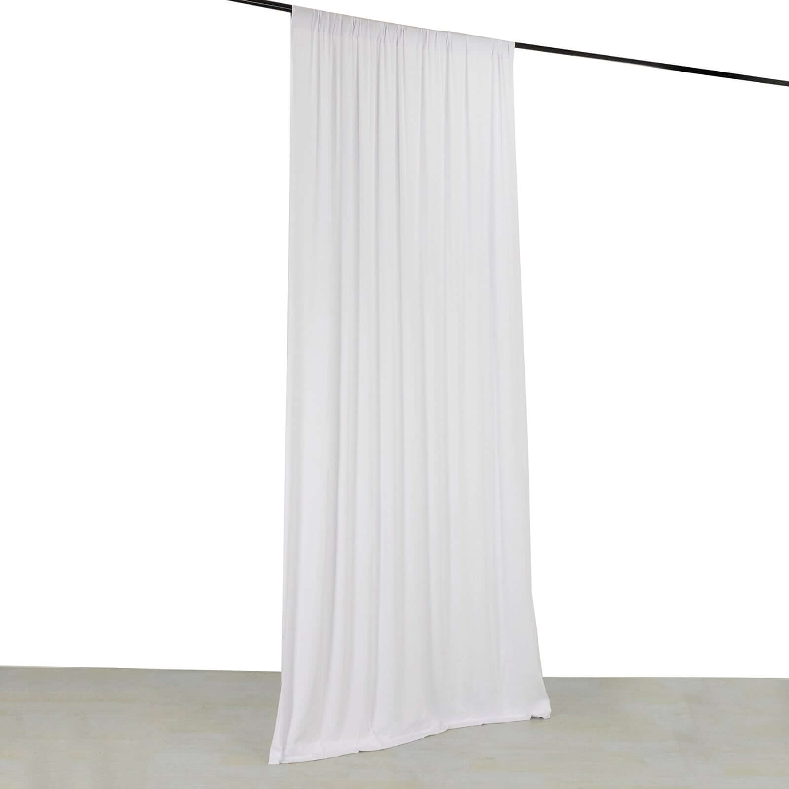 Hot Deal! 5ftx10ft White 4-Way Stretch Spandex Event Backdrop Drapes with Rod Pockets, Wrinkle-Free