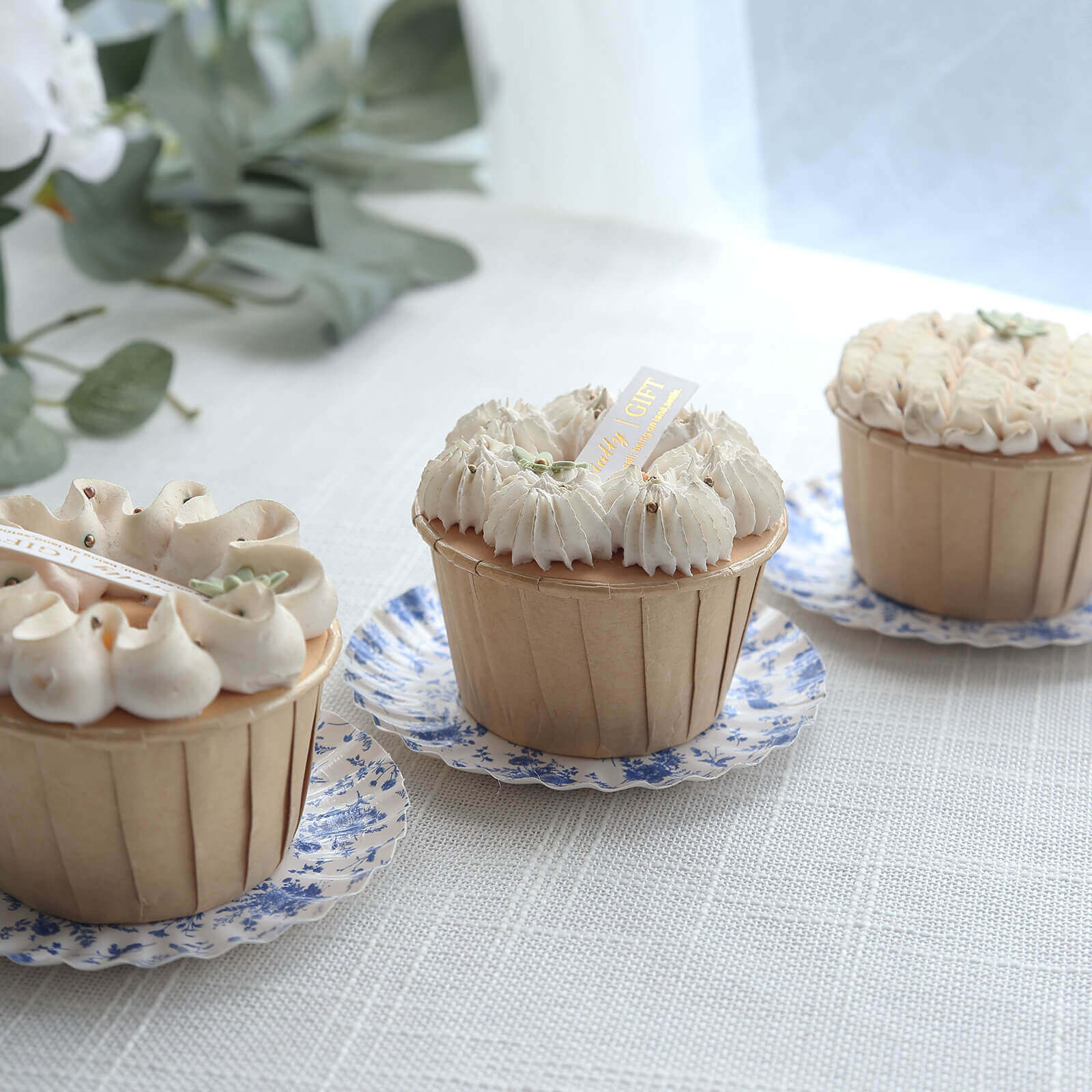 Hot Deal! 100-Pack Disposable White Paper Dessert Plates with Blue French Toile Design & Scalloped Rim