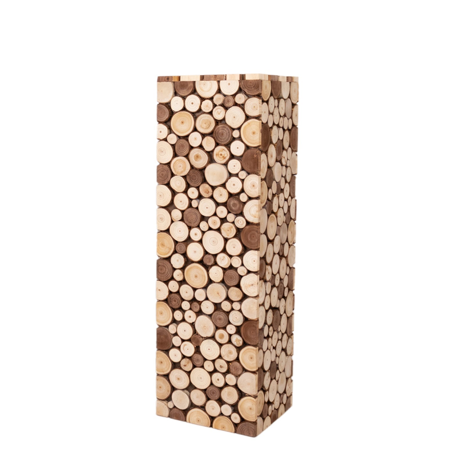 36" Natural Wooden Rectangular Pedestal Stand - Ideal for Rustic Decor