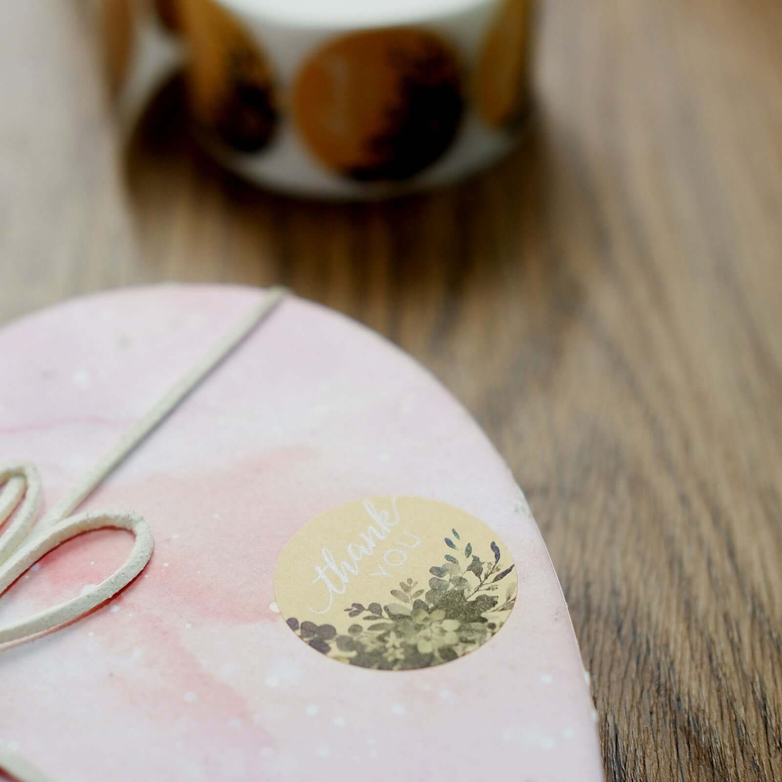 500Pcs 1.5" Round DIY Envelope Decor Stickers with 'Thank You' White Text and Natural Greenery