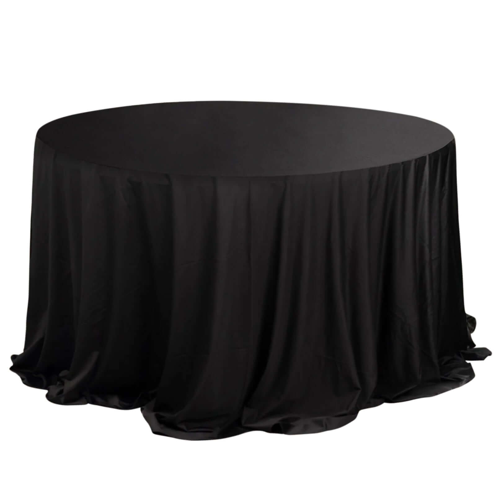 Black Premium Scuba 132' Round Wrinkle-Free & Stain-Resistant Tablecloth for Weddings & Events