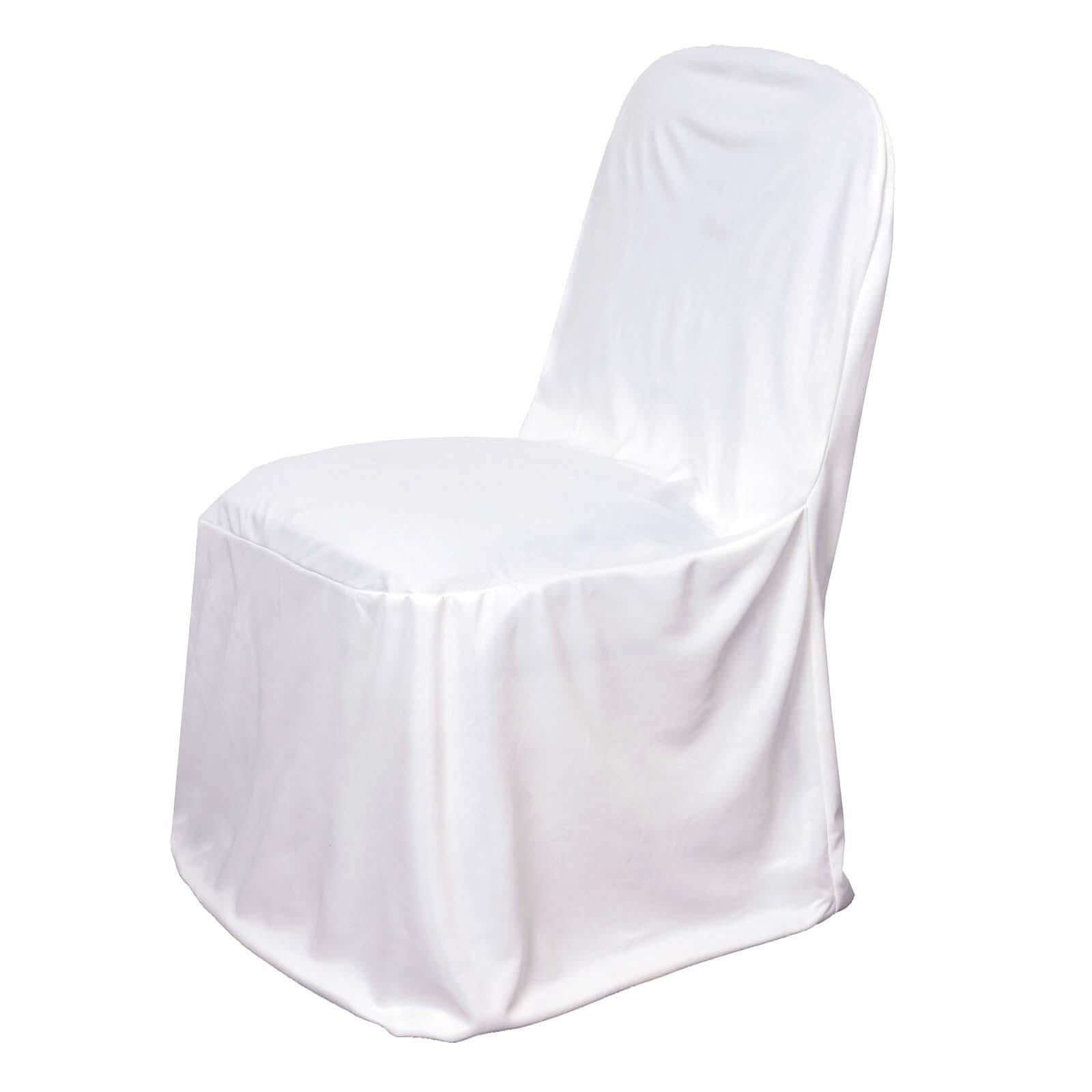 White Scuba Stretch Slim-Fit Chair Cover for Banquets, Parties & Ceremonies - Wrinkle-Free & Durable