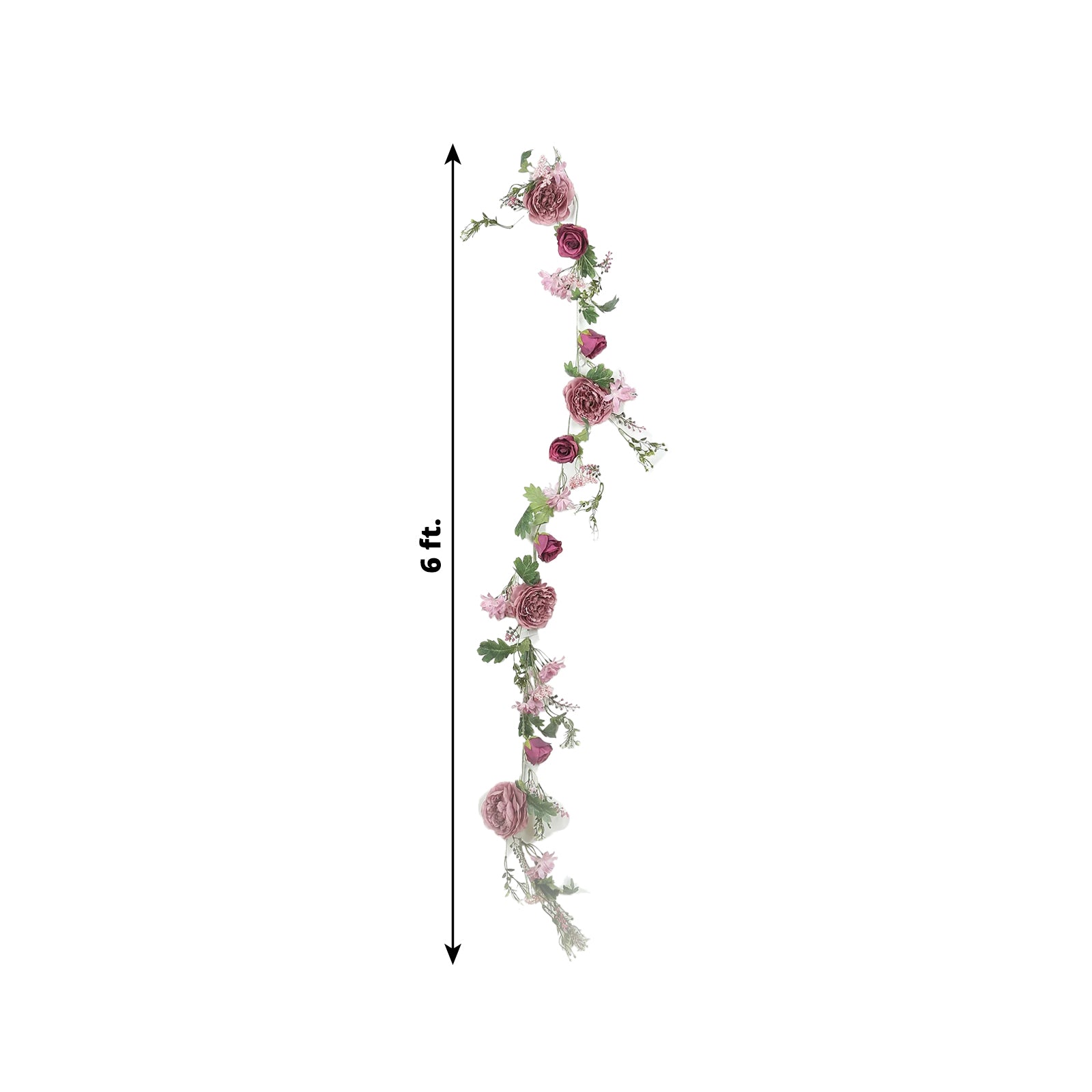 Hot! 6ft Dusty Rose Artificial Silk Peony & Rose Flower Garland