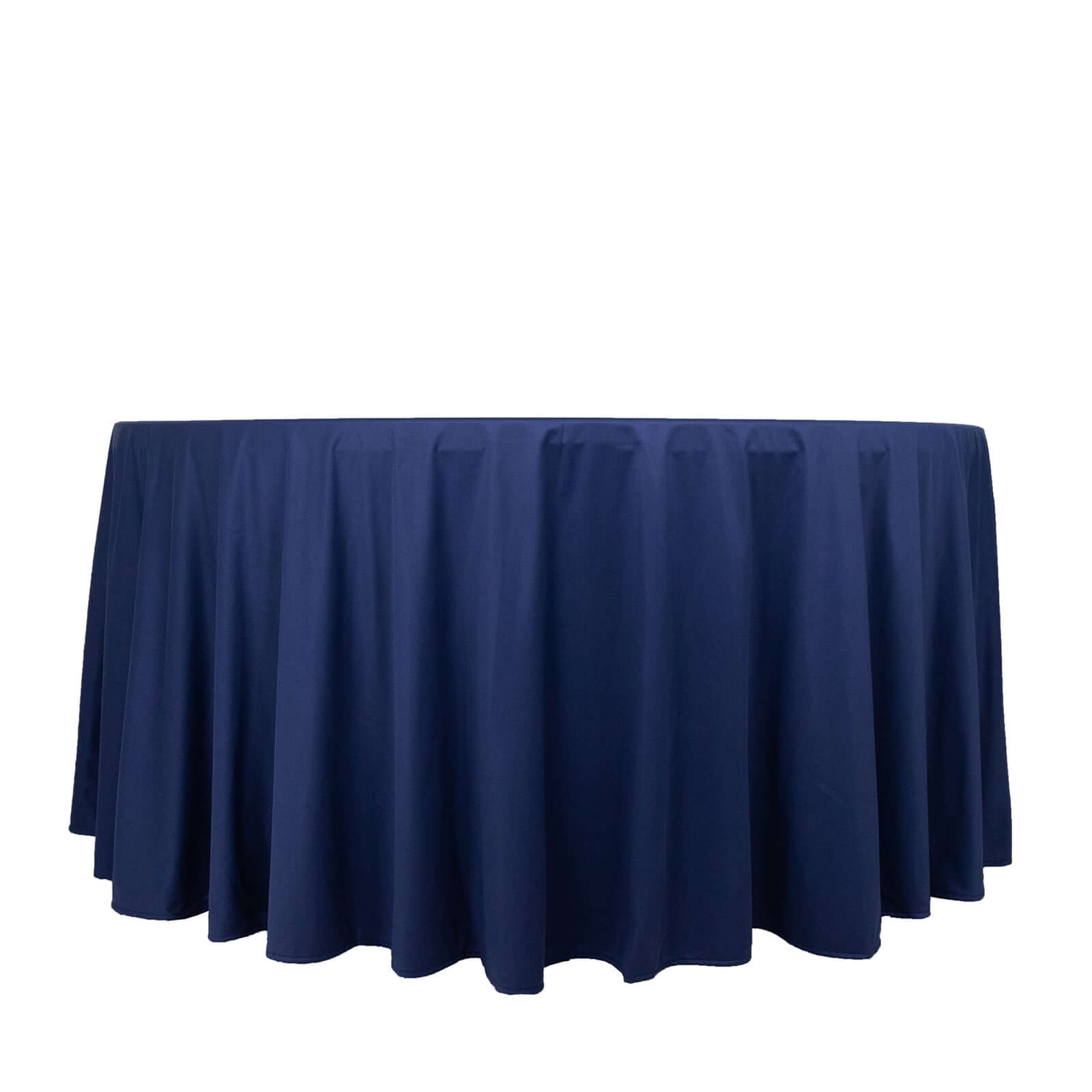 Hot Deal! Premium Navy Blue 120' Round Scuba Polyester Wrinkle-Free & Stain-Resistant Tablecloth
