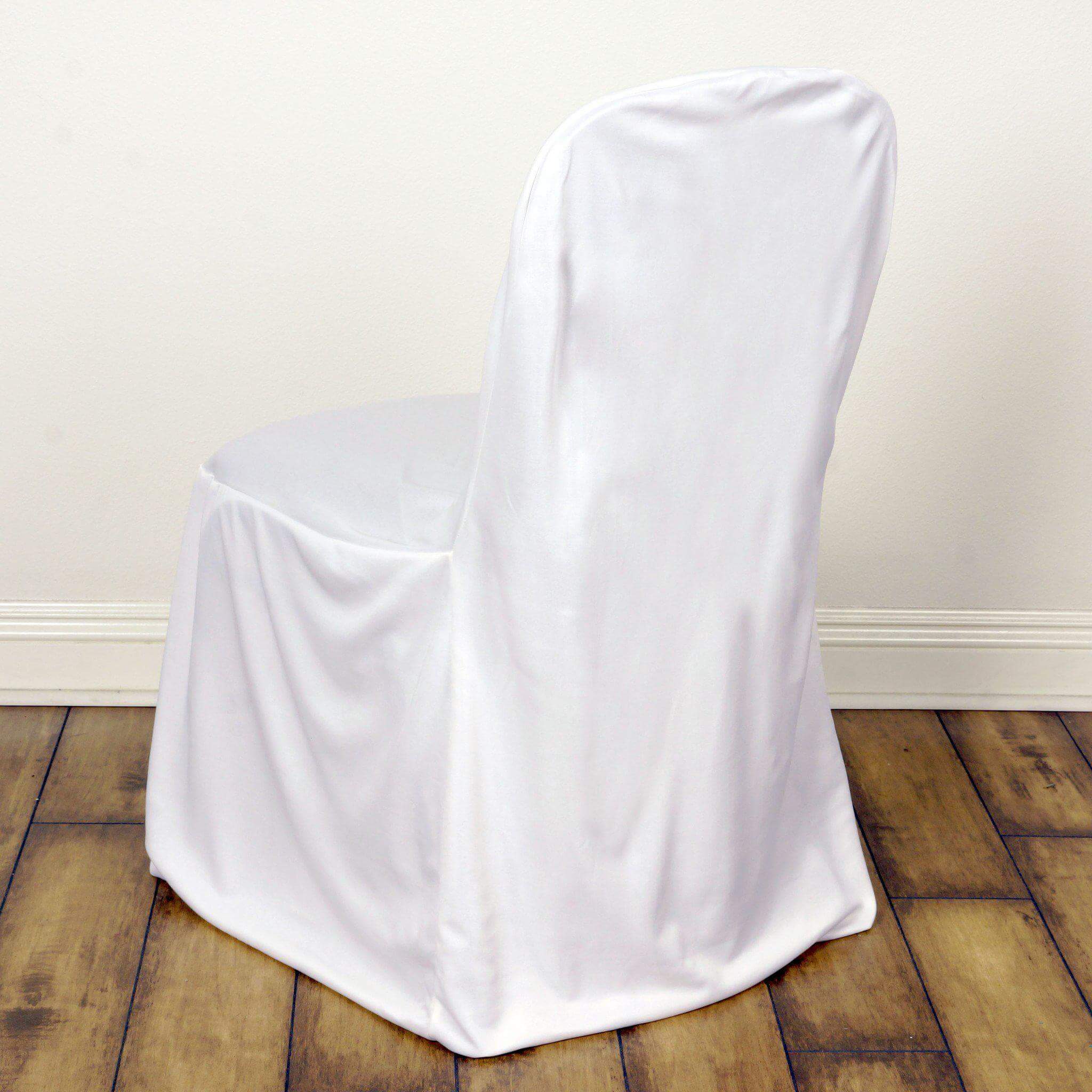 White Scuba Stretch Slim-Fit Chair Cover for Banquets, Parties & Ceremonies - Wrinkle-Free & Durable