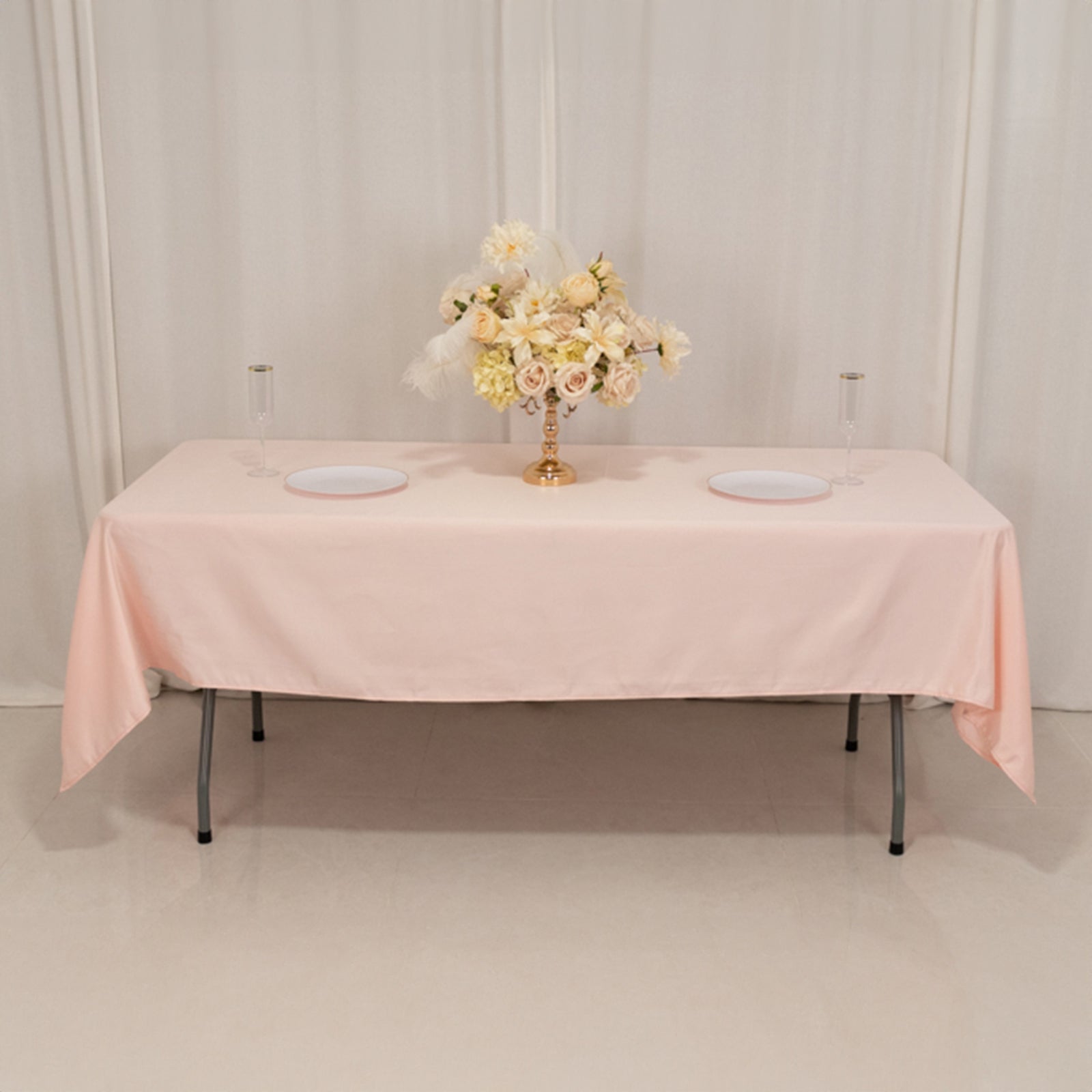 Blush Lamour Satin Rectangle Tablecloth 60x102 - Durable & Soft for Events
