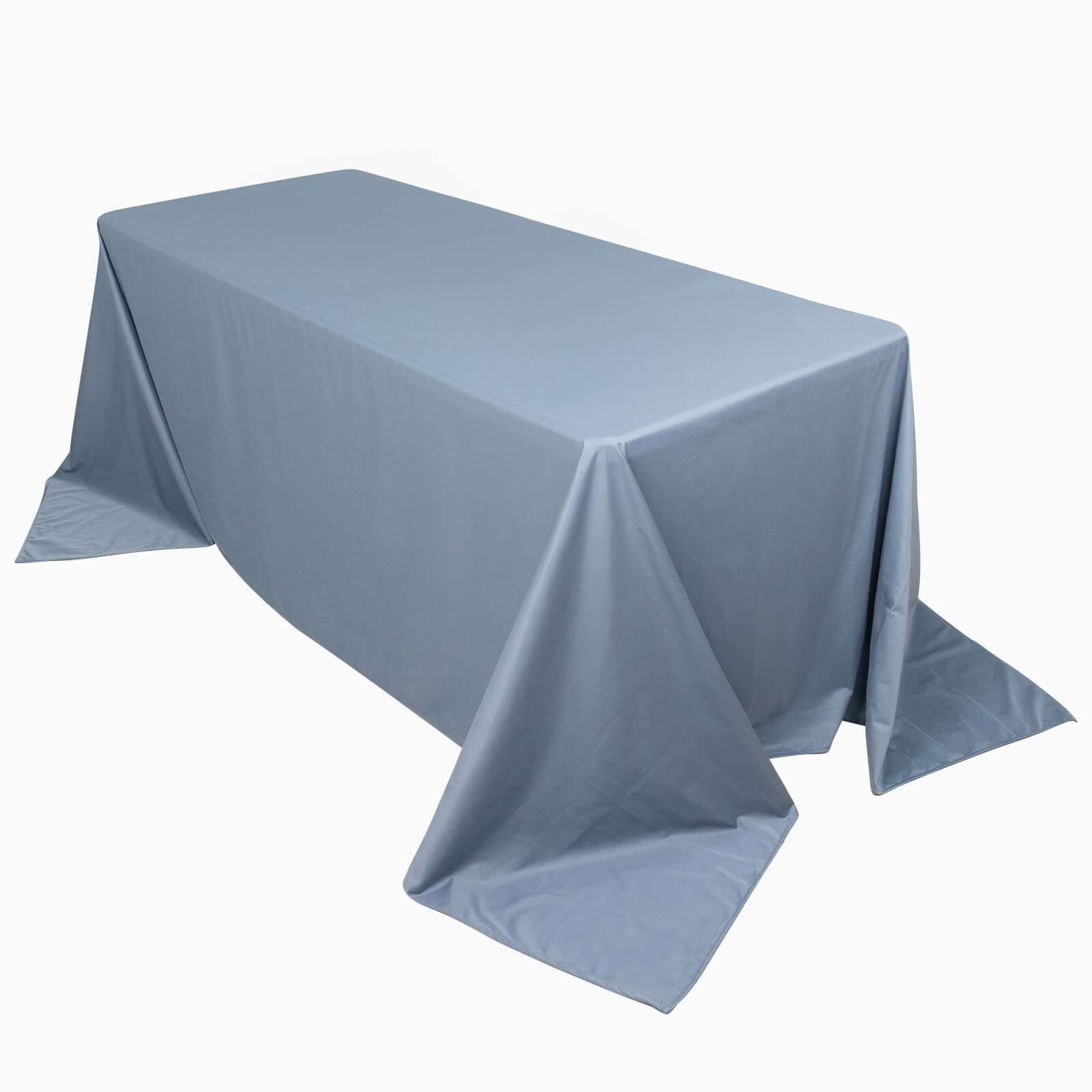 Wrinkle-Free, Stain-Resistant Dusty Blue Scuba Polyester 90x132 Rectangular Tablecloth