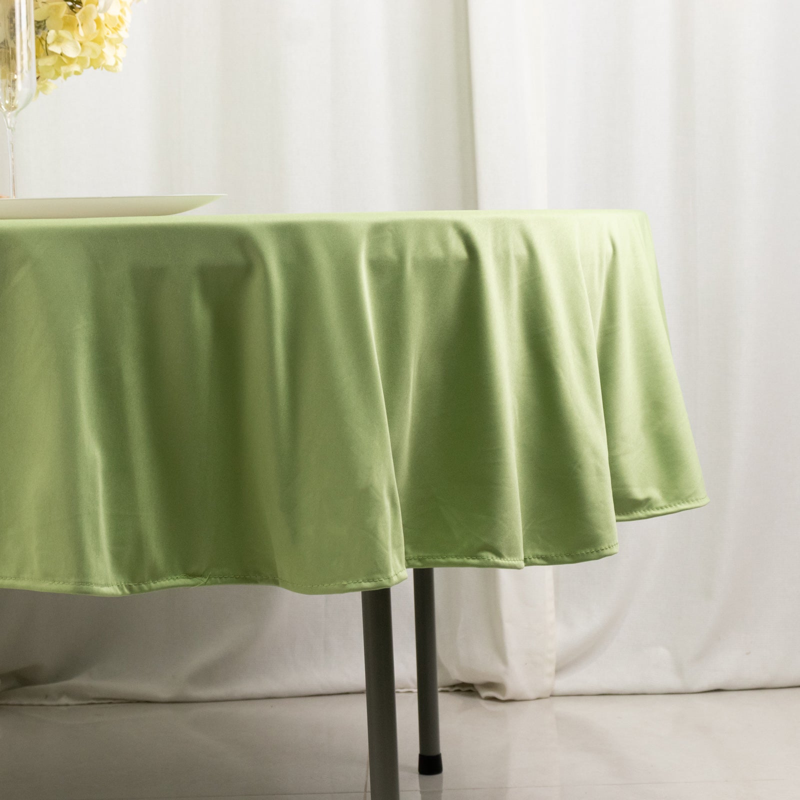 Exclusive Sage Green 90' Round Scuba Tablecloth - Wrinkle & Stain Resistant