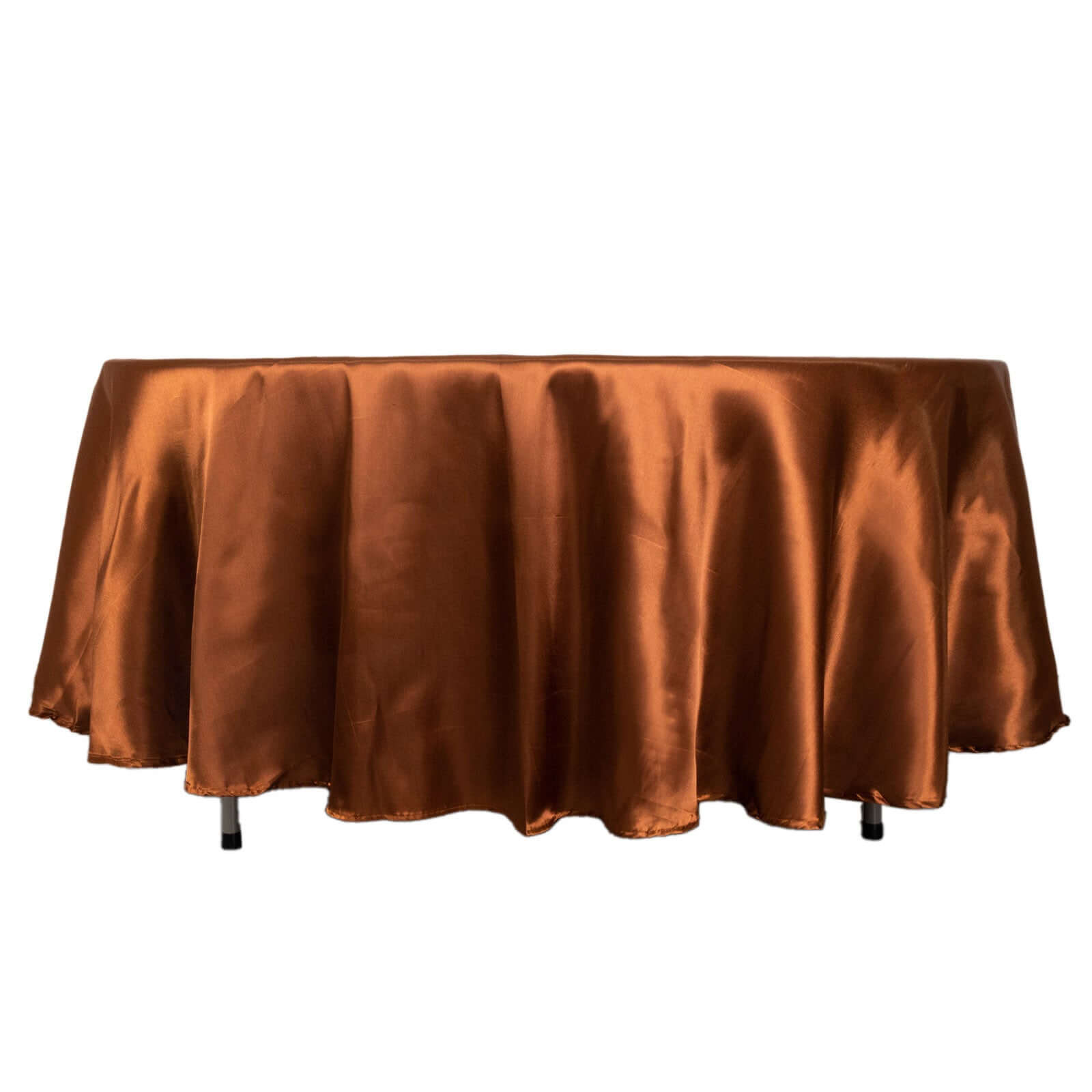 Hot Sale! Smooth and Lustrous Cinnamon Brown Satin Round Tablecloth, 108 Inches in Diameter