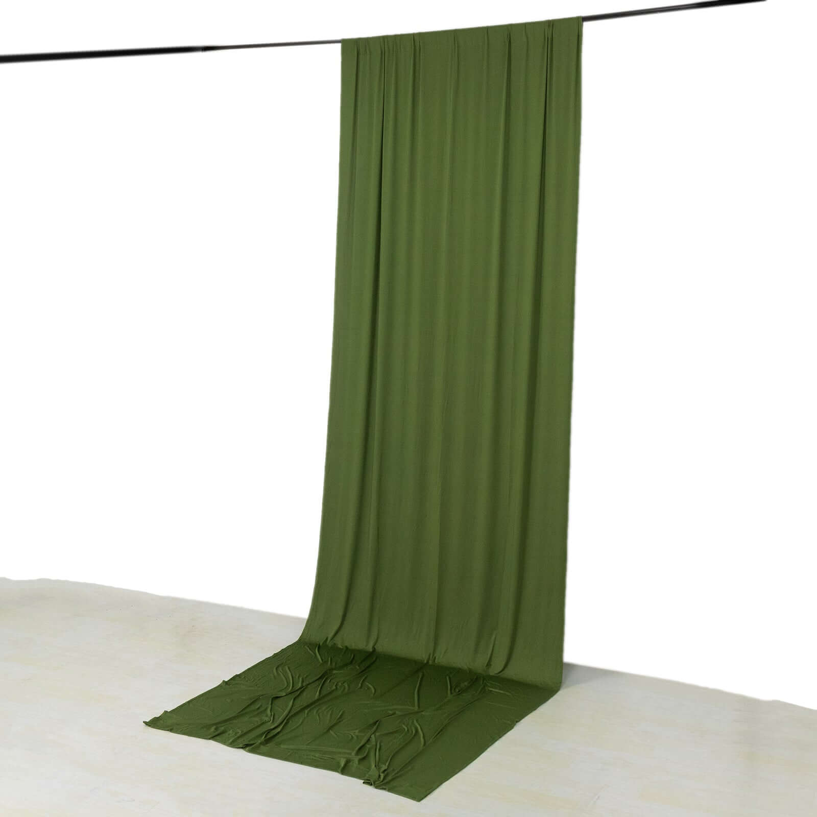 Premium Olive Green 4-Way Stretch Spandex Event Backdrop Drapes, Wrinkle-Free - 5ft x 14ft