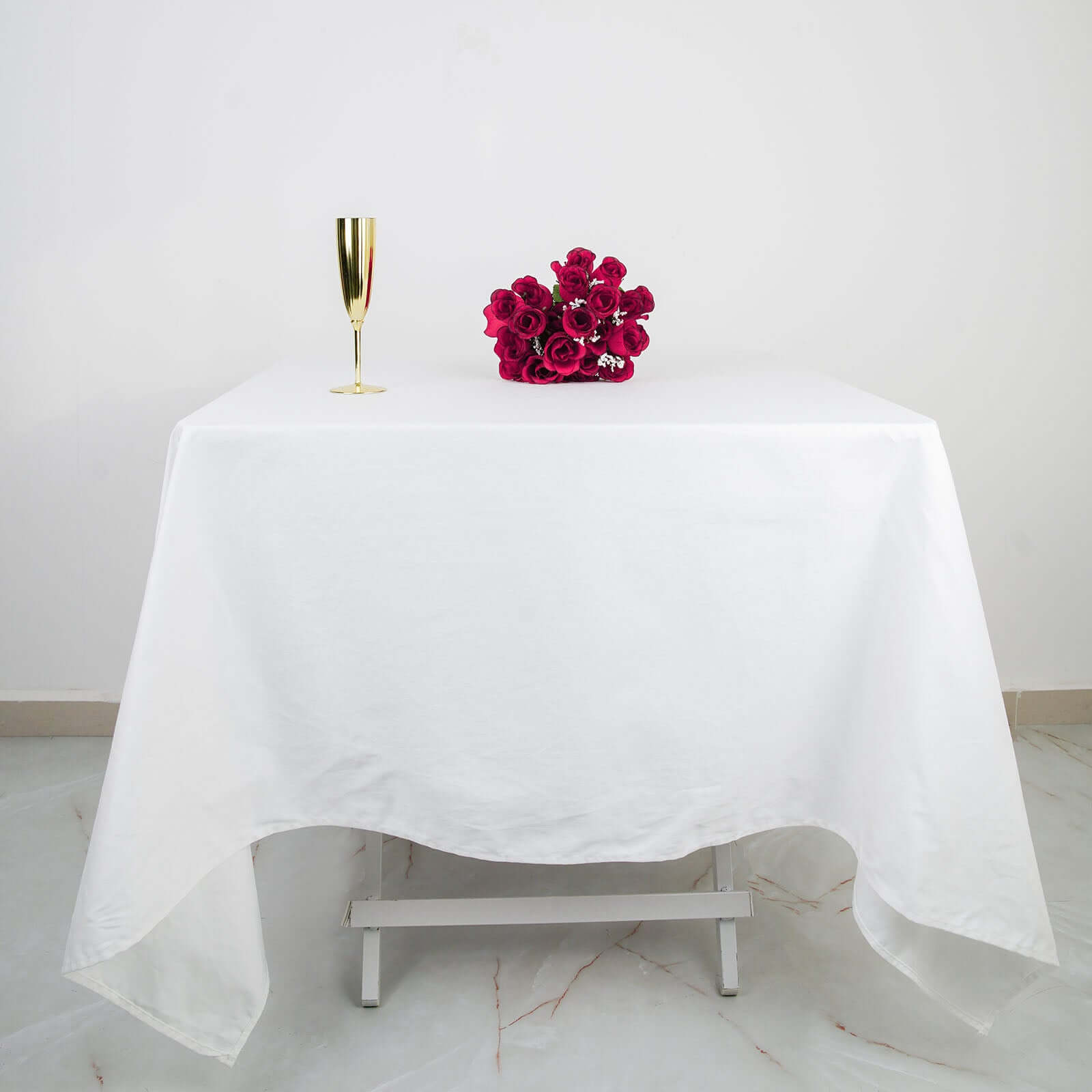 Get This Sophisticated 100% Cotton White 70x70 Square Tablecloth - Soft & Breathable