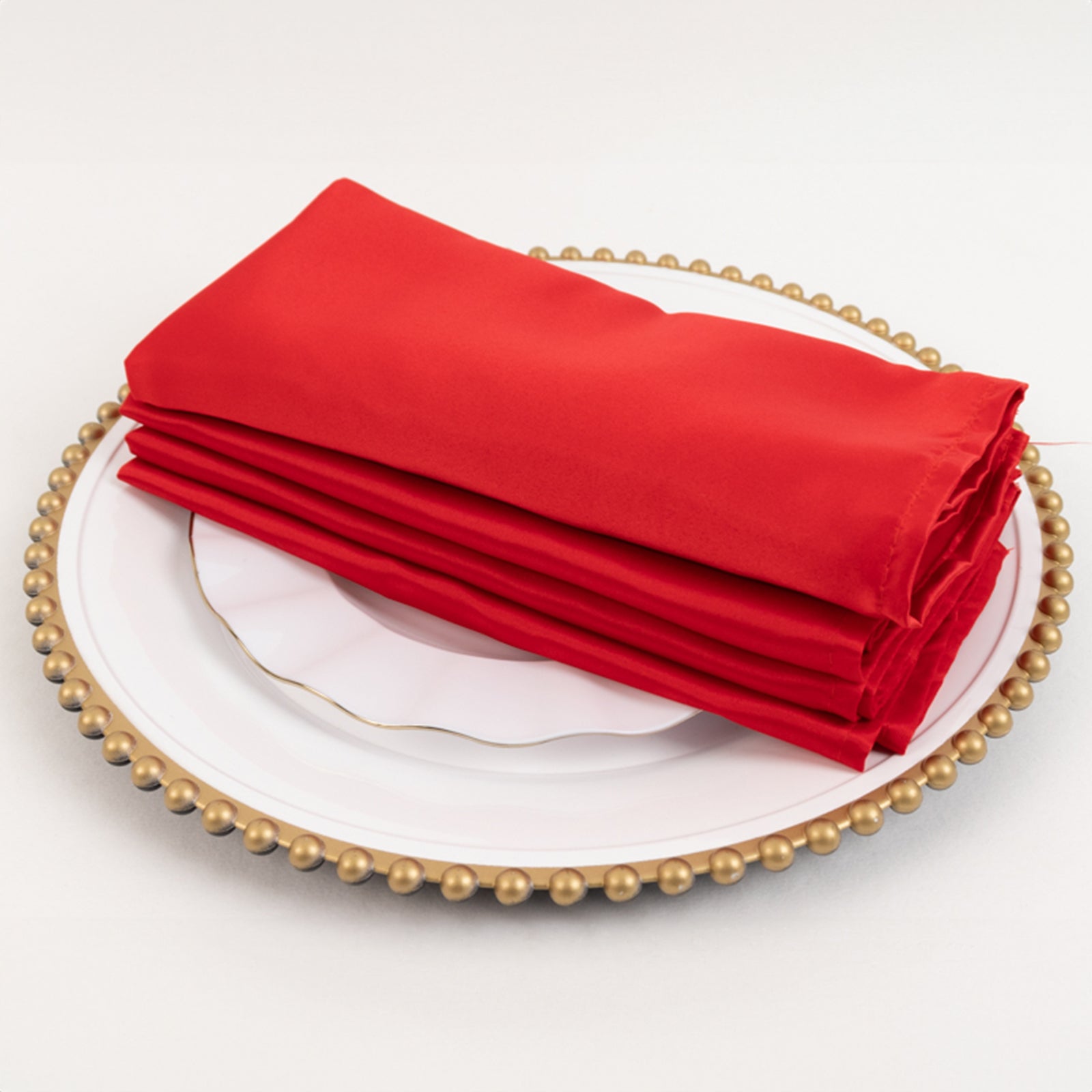 Hot Deal! 5-Pack Red Lamour Satin 20x20 Dinner Napkins with Soft Matte Finish