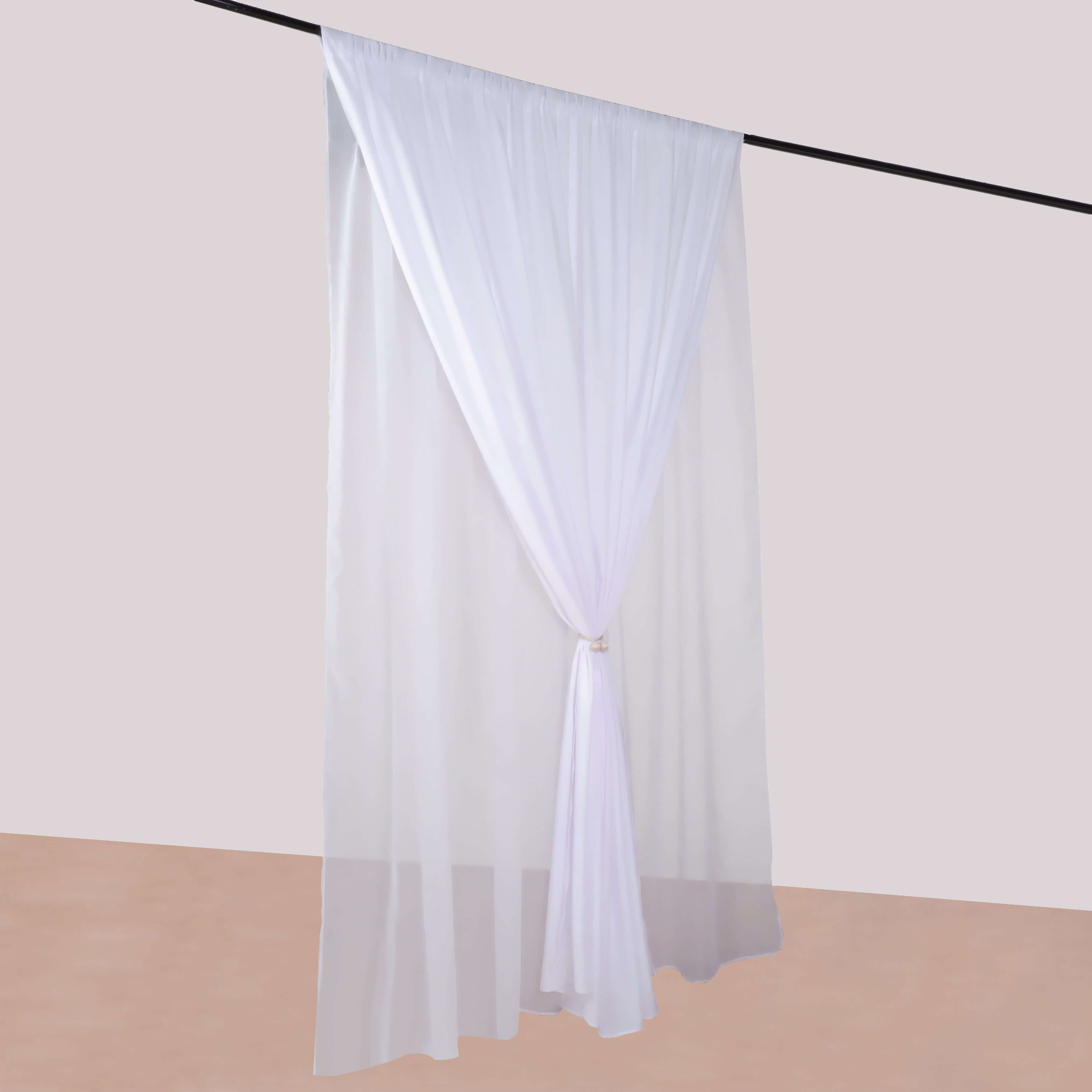 Sale! 10ftx10ft Dual - Layer White Polyester & Chiffon Event Curtain Drapes with Rod Pockets