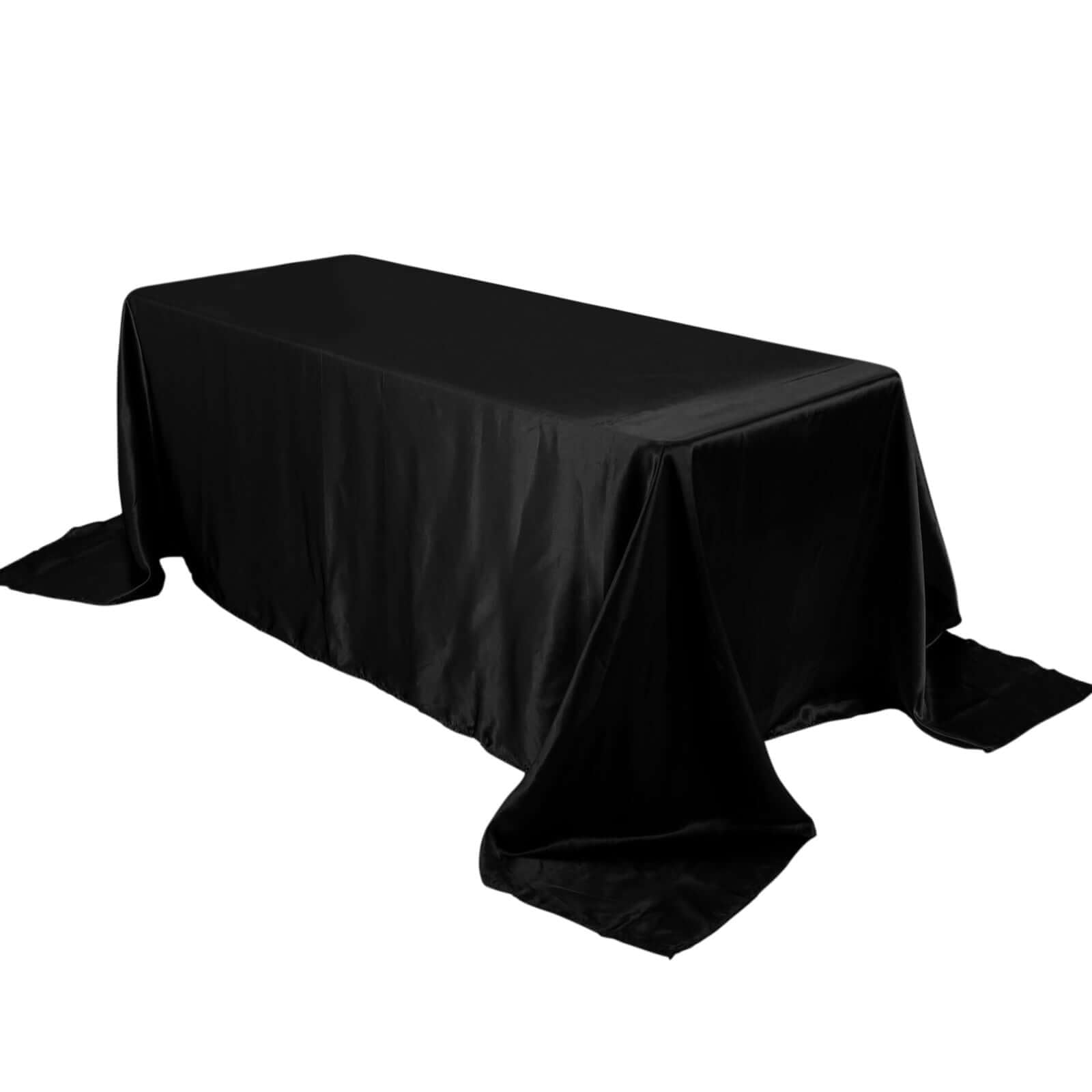 Black Seamless Satin 90x132 Tablecloth - Ideal for Weddings and Parties
