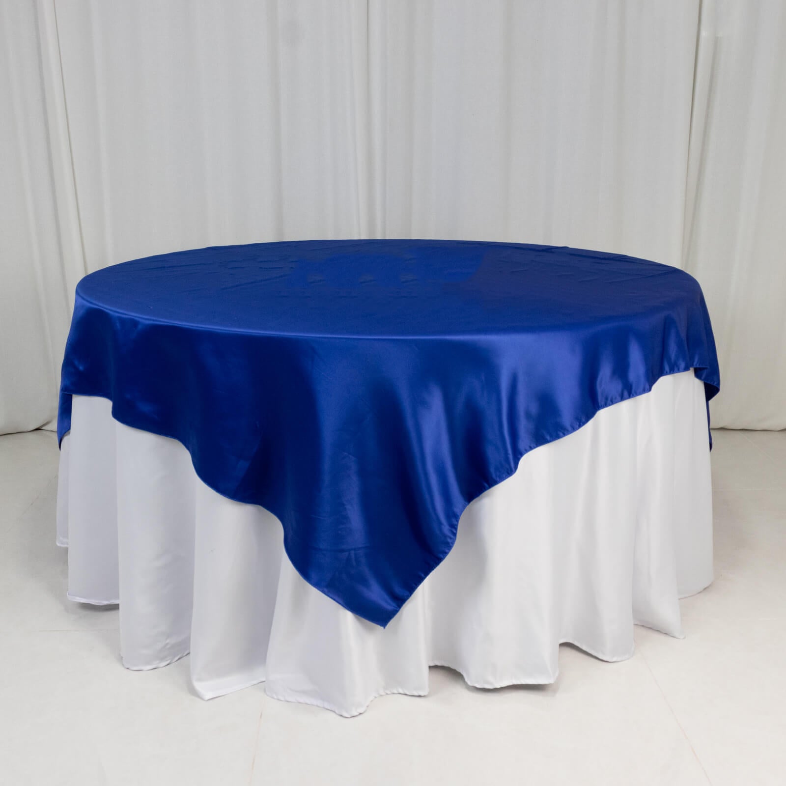Royal Blue Lamour Satin 72x72 Square Table Overlay - High - Quality Smooth Finish Table Topper
