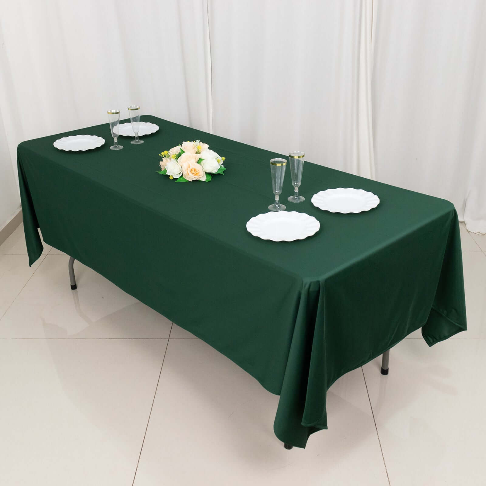 Exclusive Premium Scuba 60x102 Rectangular Tablecloth in Hunter Emerald Green - Wrinkle & Stain Free