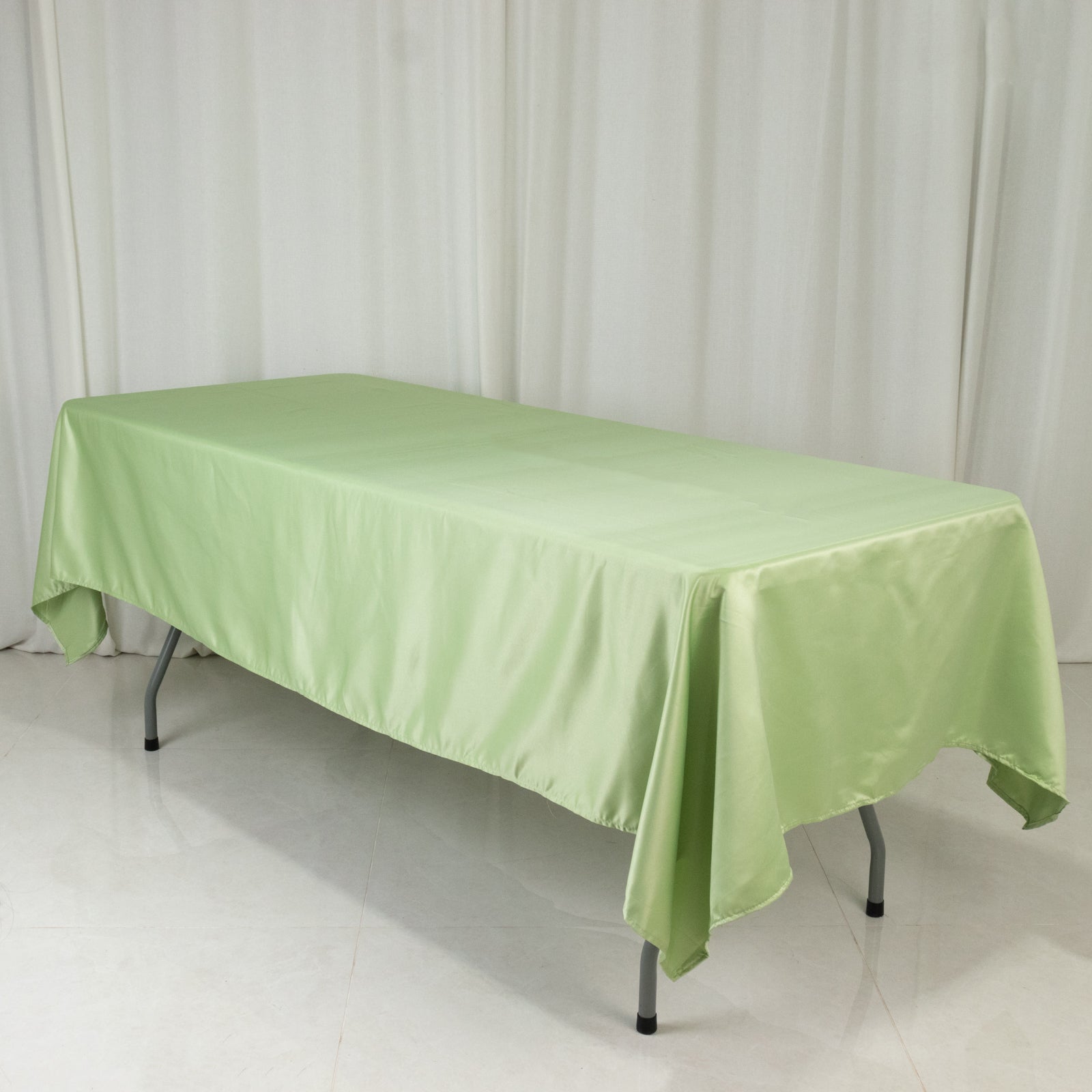Lamour Satin Sage Green Rectangle Tablecloth - Durable & Soft, 60x102