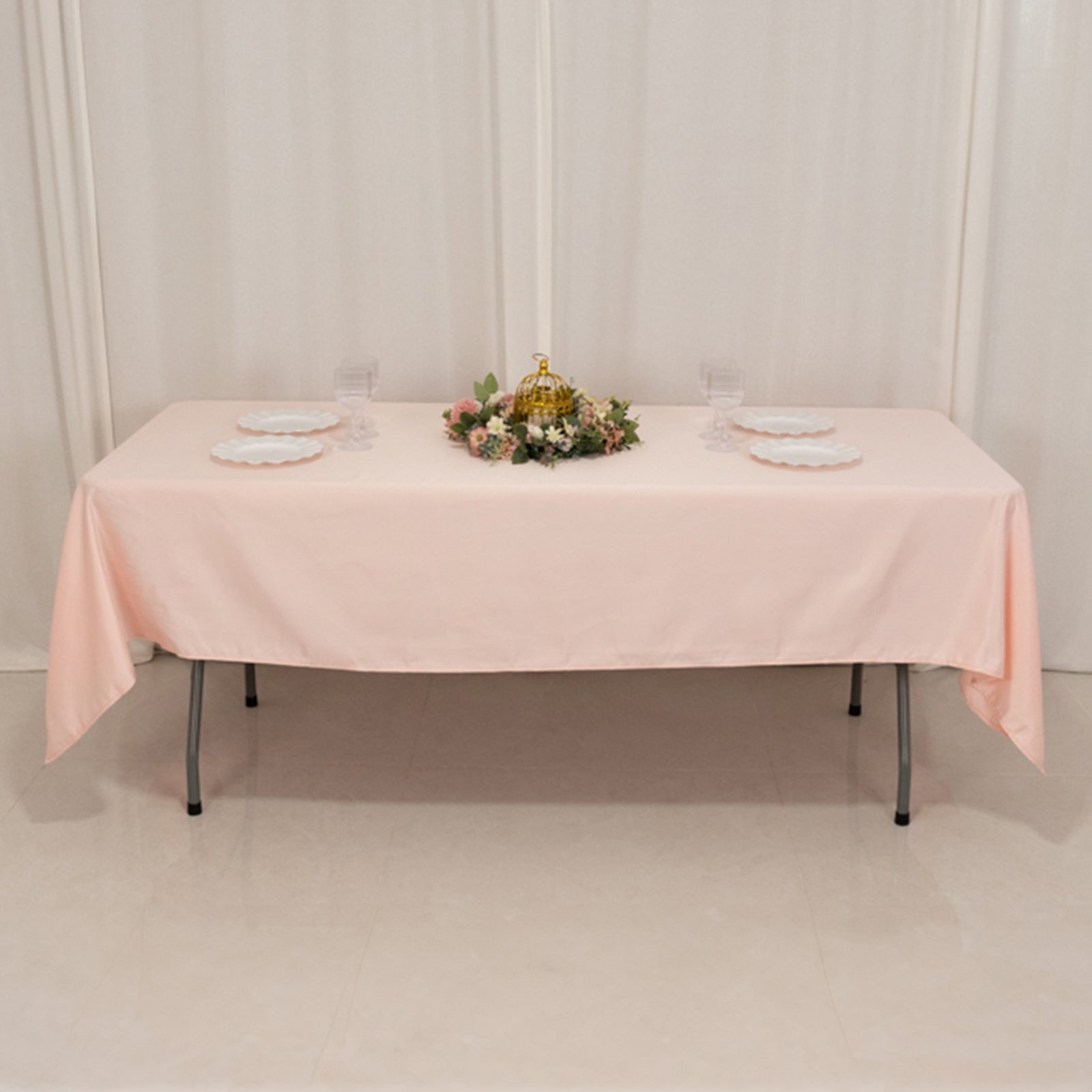 Blush Lamour Satin Rectangle Tablecloth 60x102 - Durable & Soft for Events