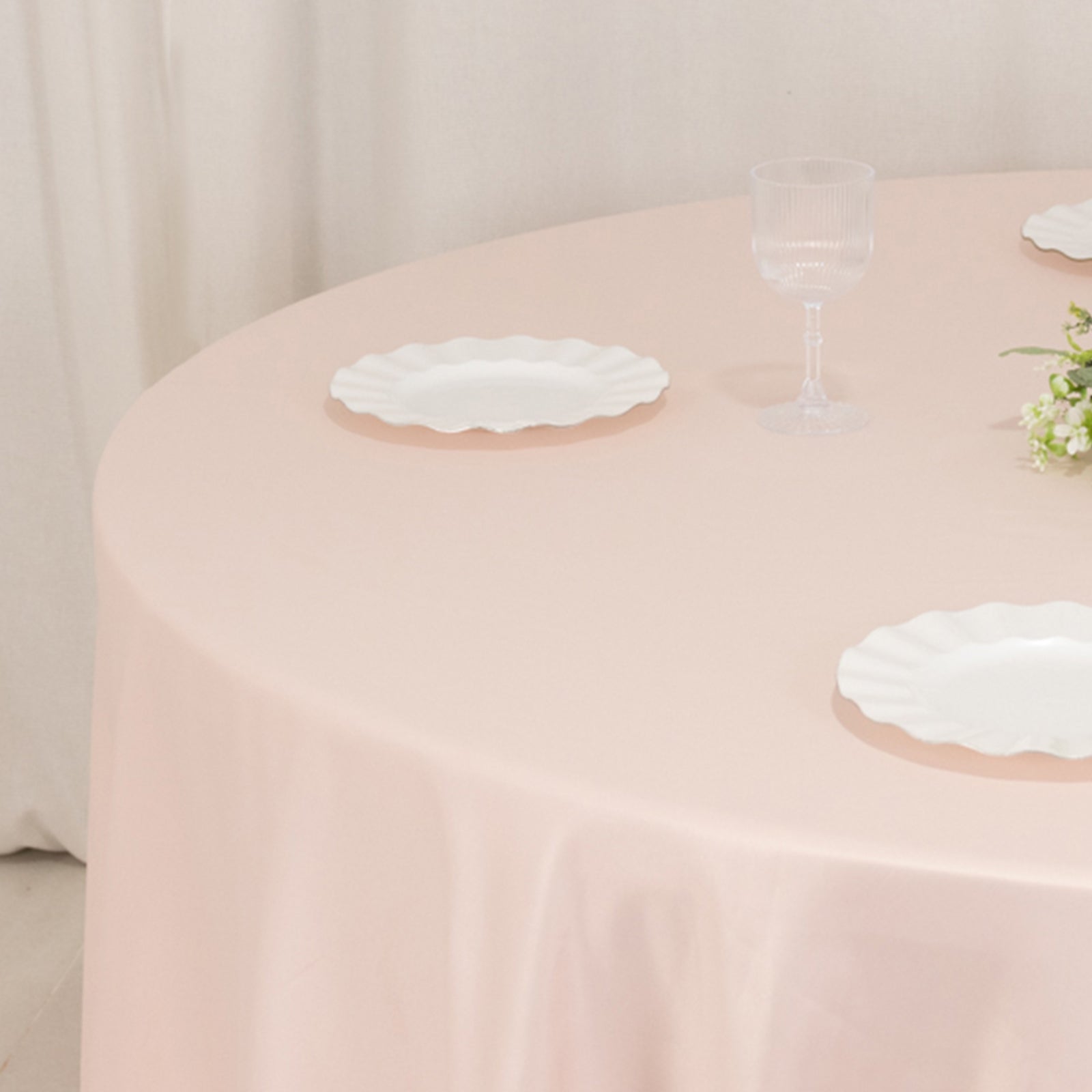 Durable Silk-Like Blush Lamour Satin 108-Inch Round Tablecloth