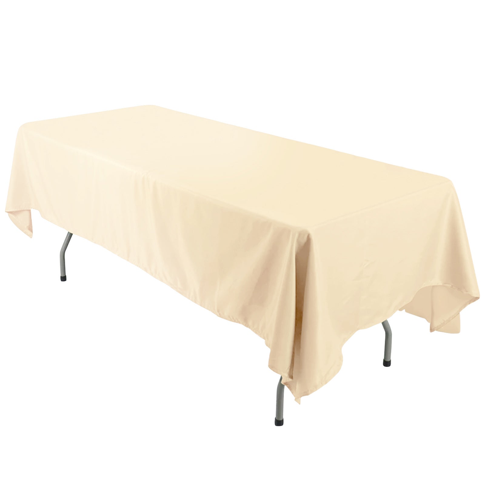 Beige 60x126 Wrinkle-Resistant Polyester Rectangle Tablecloth