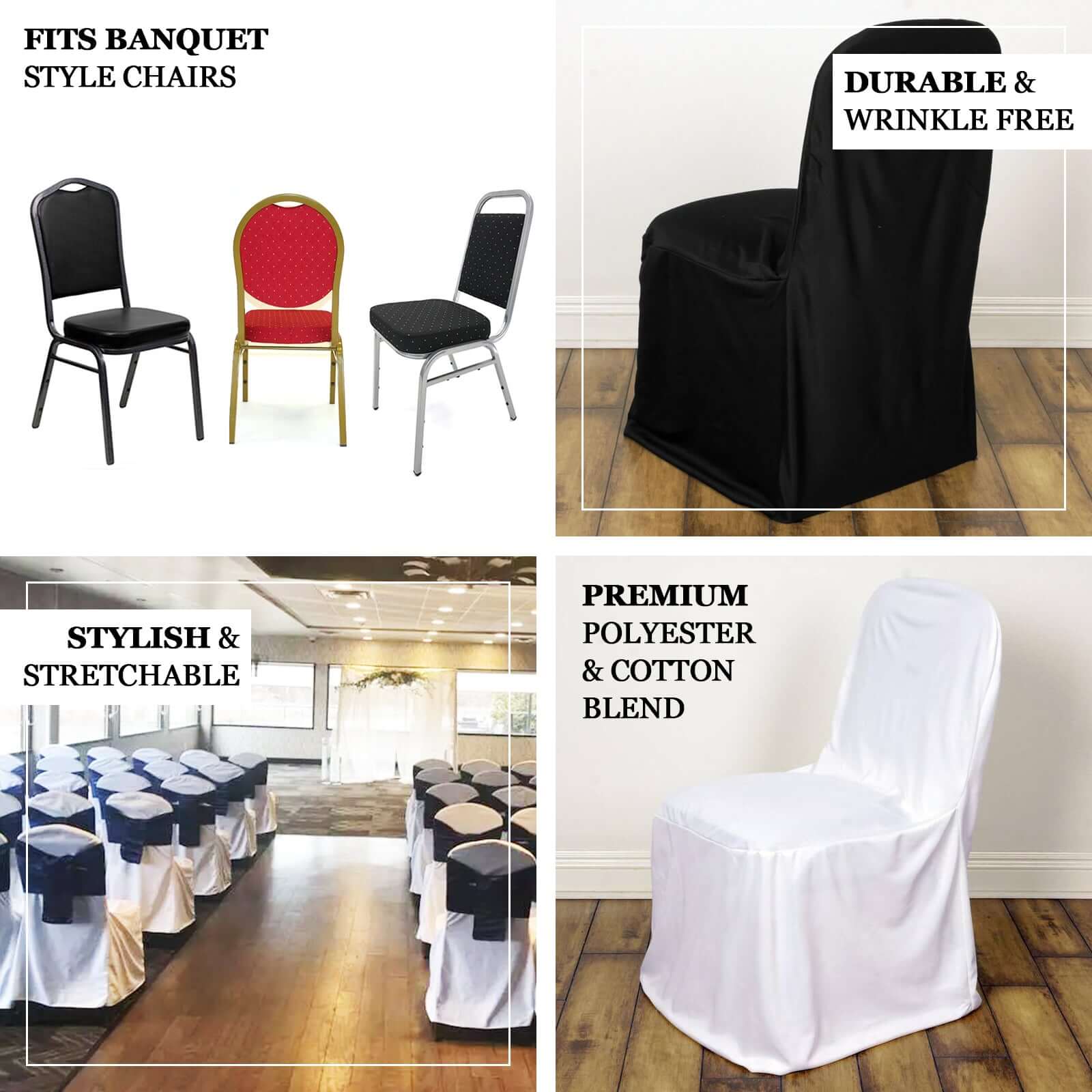 White Scuba Stretch Slim-Fit Chair Cover for Banquets, Parties & Ceremonies - Wrinkle-Free & Durable