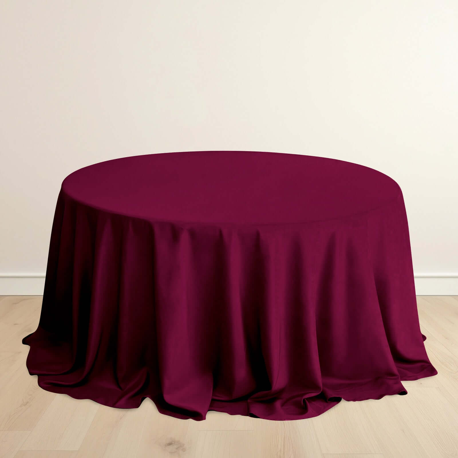 Hot Sale! Premium Burgundy 132' Round Scuba Tablecloth - Wrinkle & Stain Resistant
