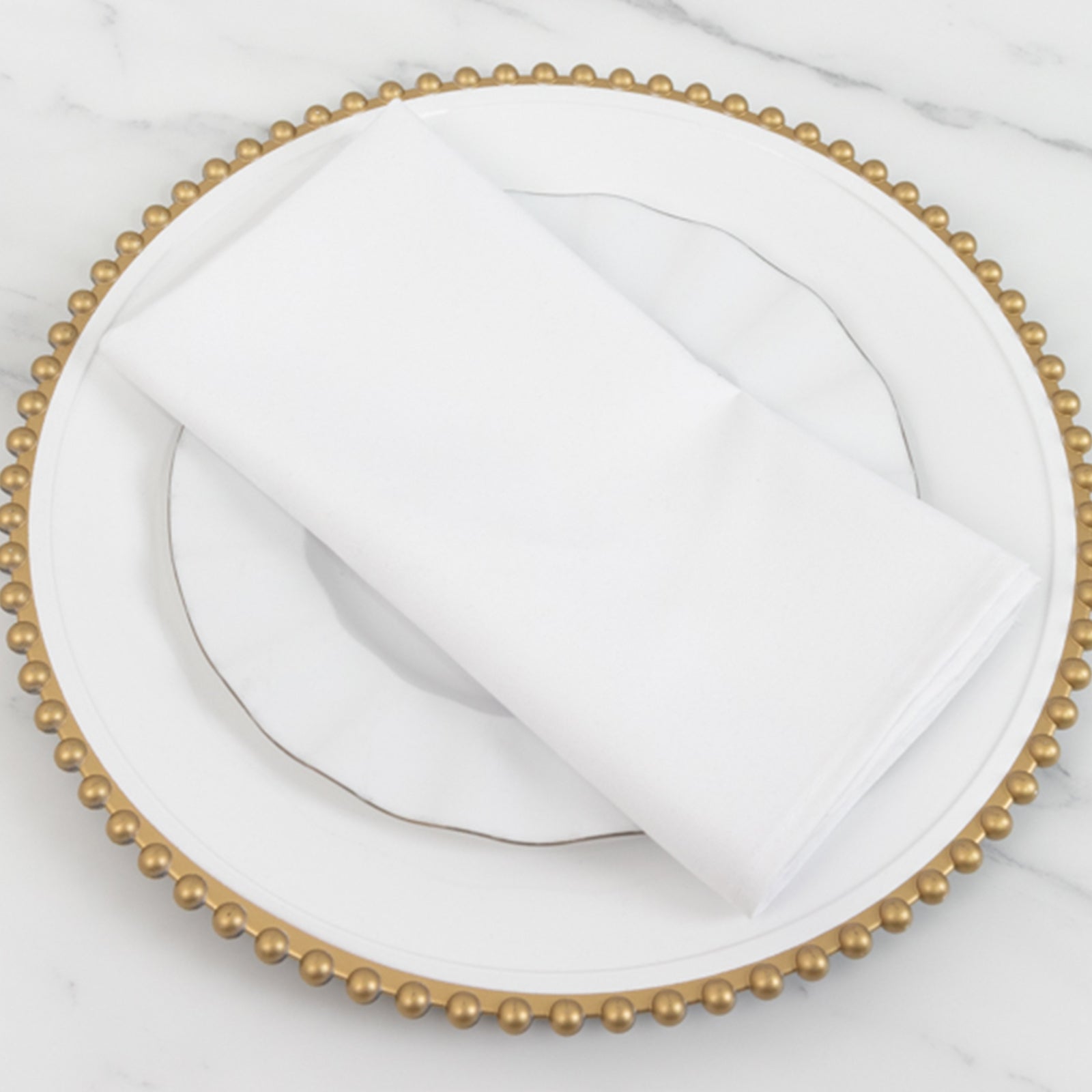5-Piece Set of 20x20 Wrinkle-Resistant White Cotton Blend Dinner Napkins for Daily Use
